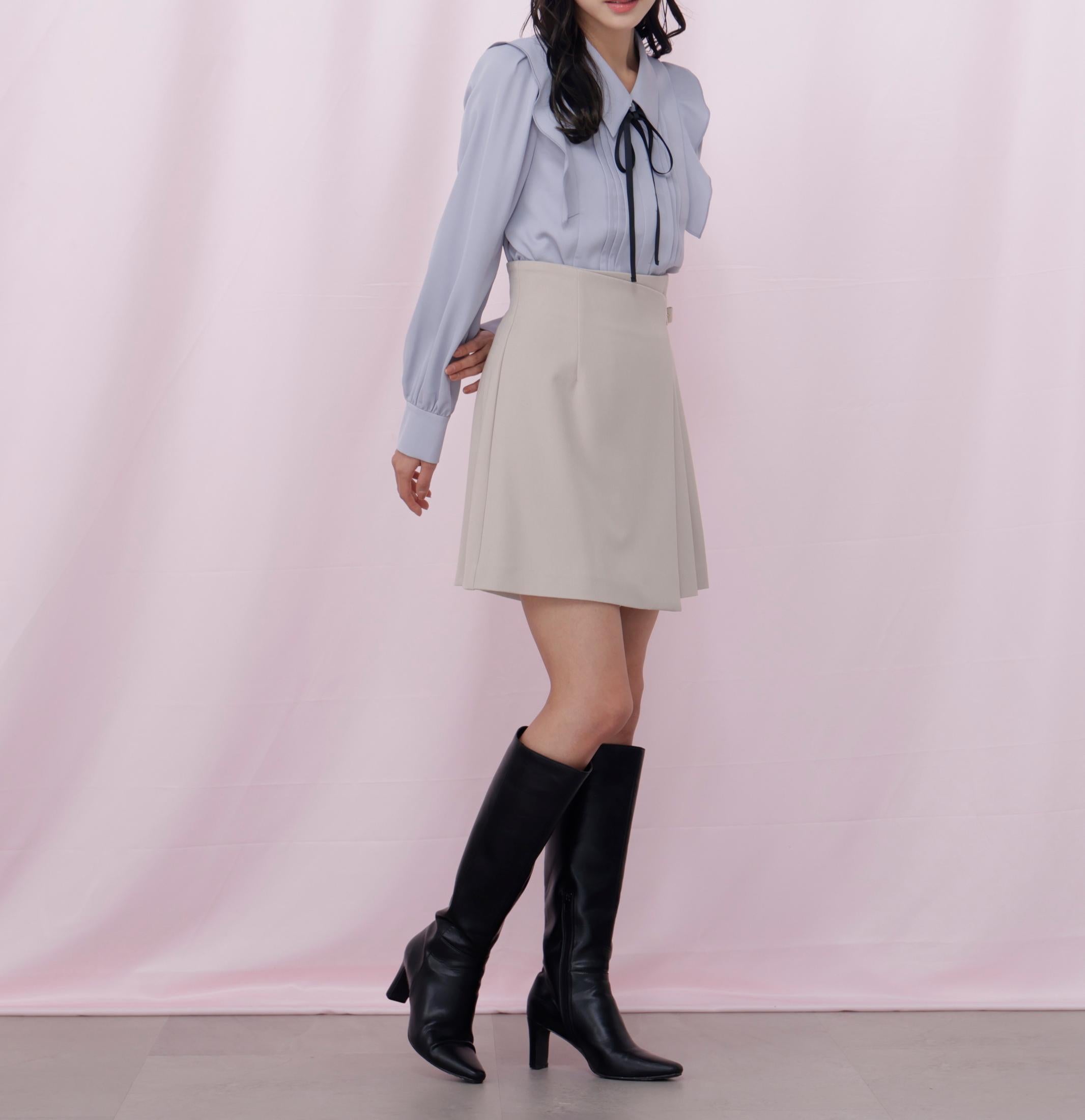 サイドプリーツスカパン ベージュ