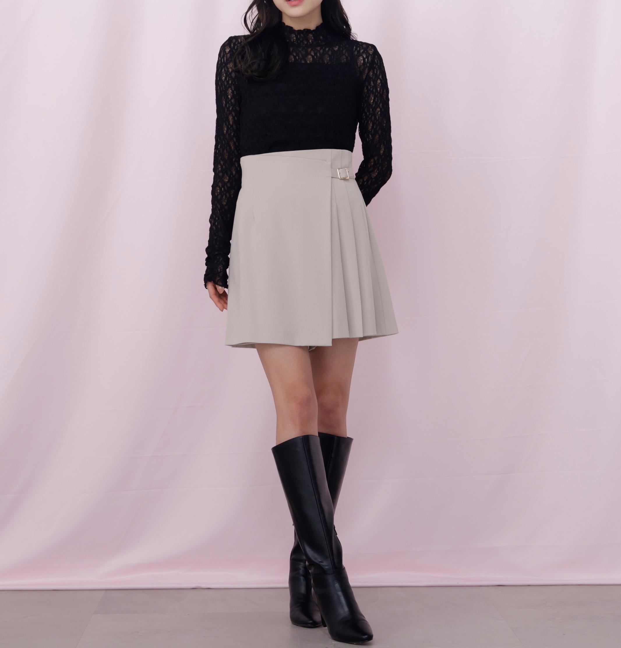 サイドプリーツスカパン ベージュ