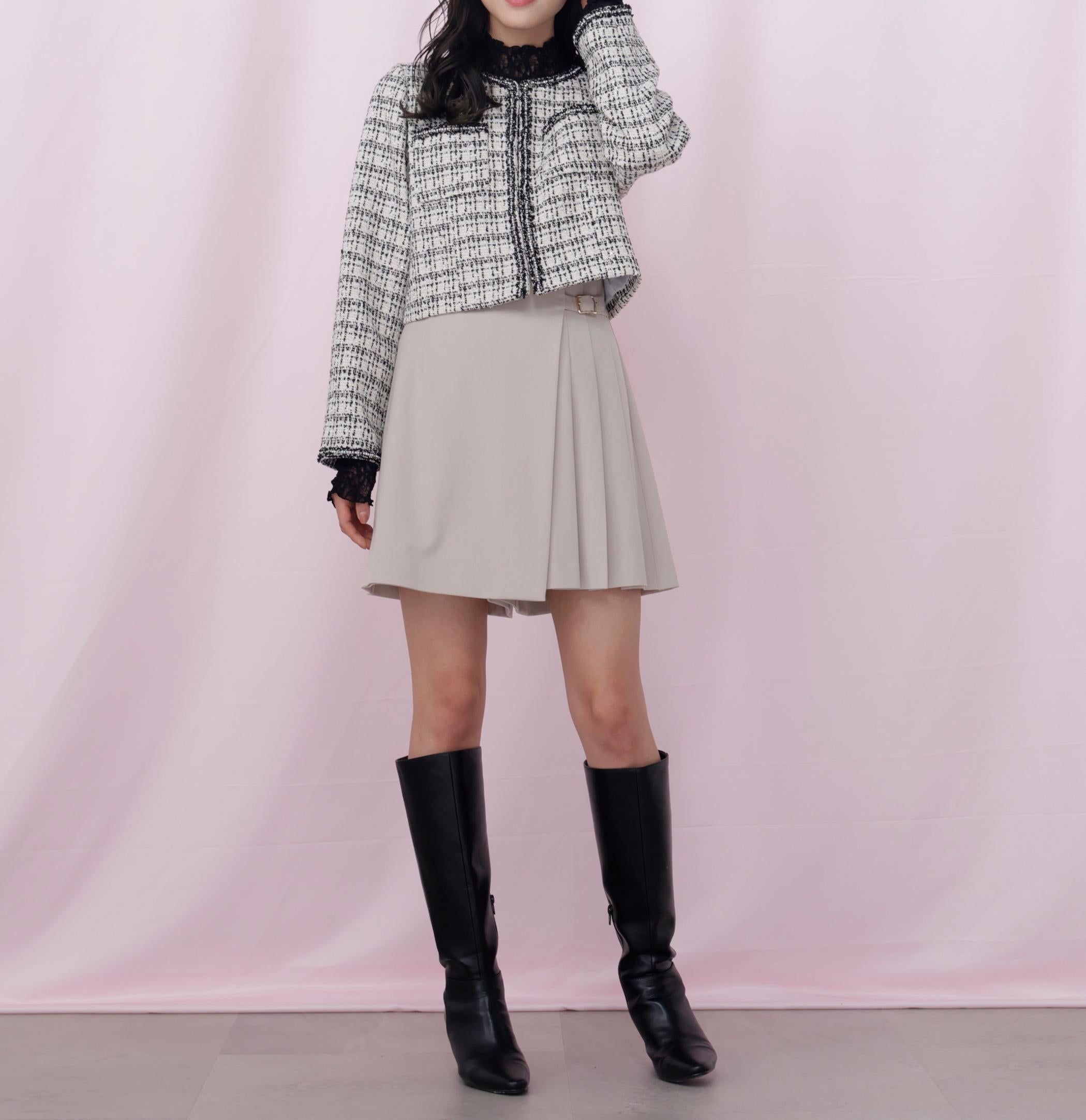 サイドプリーツスカパン ベージュ