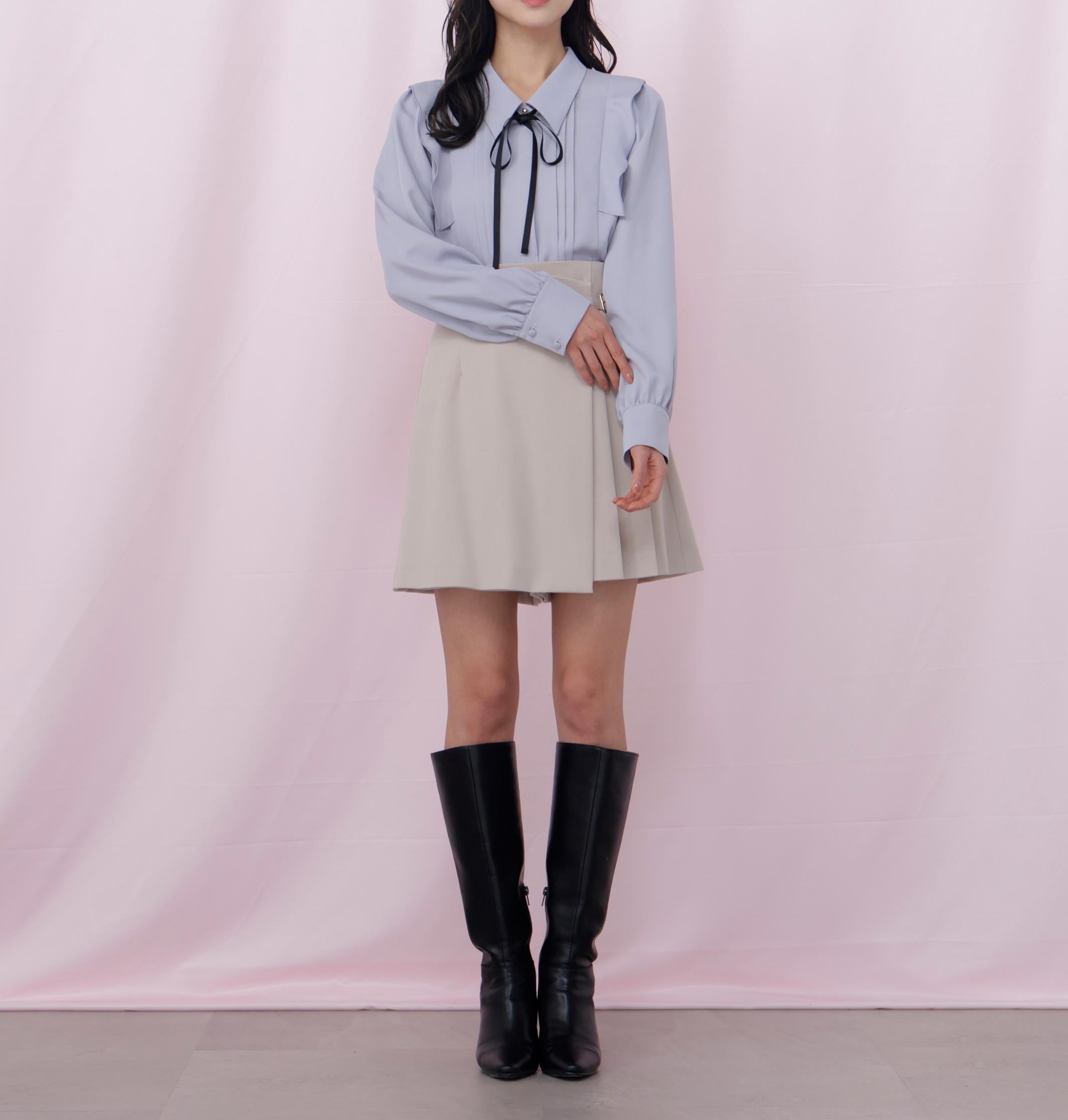 サイドプリーツスカパン ベージュ