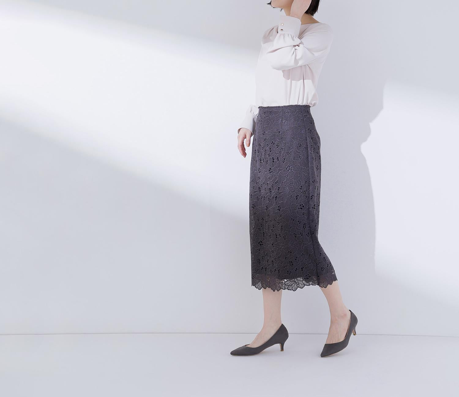 ドレープネックブラウス ペールピンク