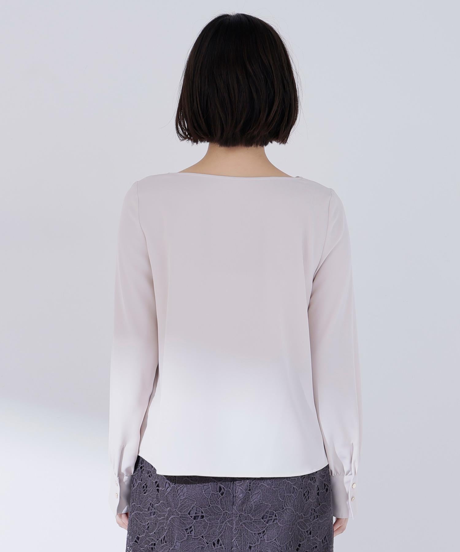 ドレープネックブラウス ペールピンク