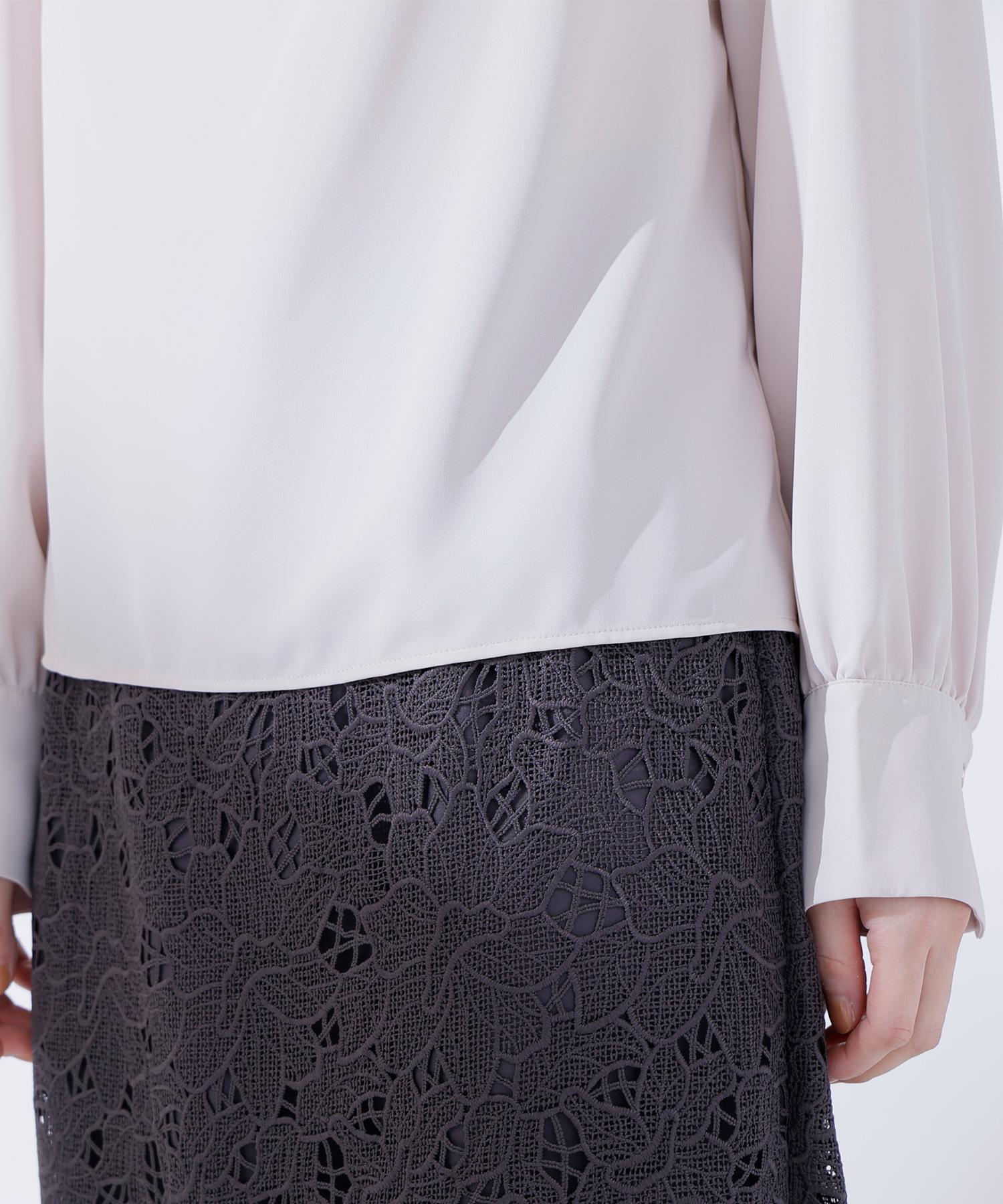 ドレープネックブラウス ペールピンク