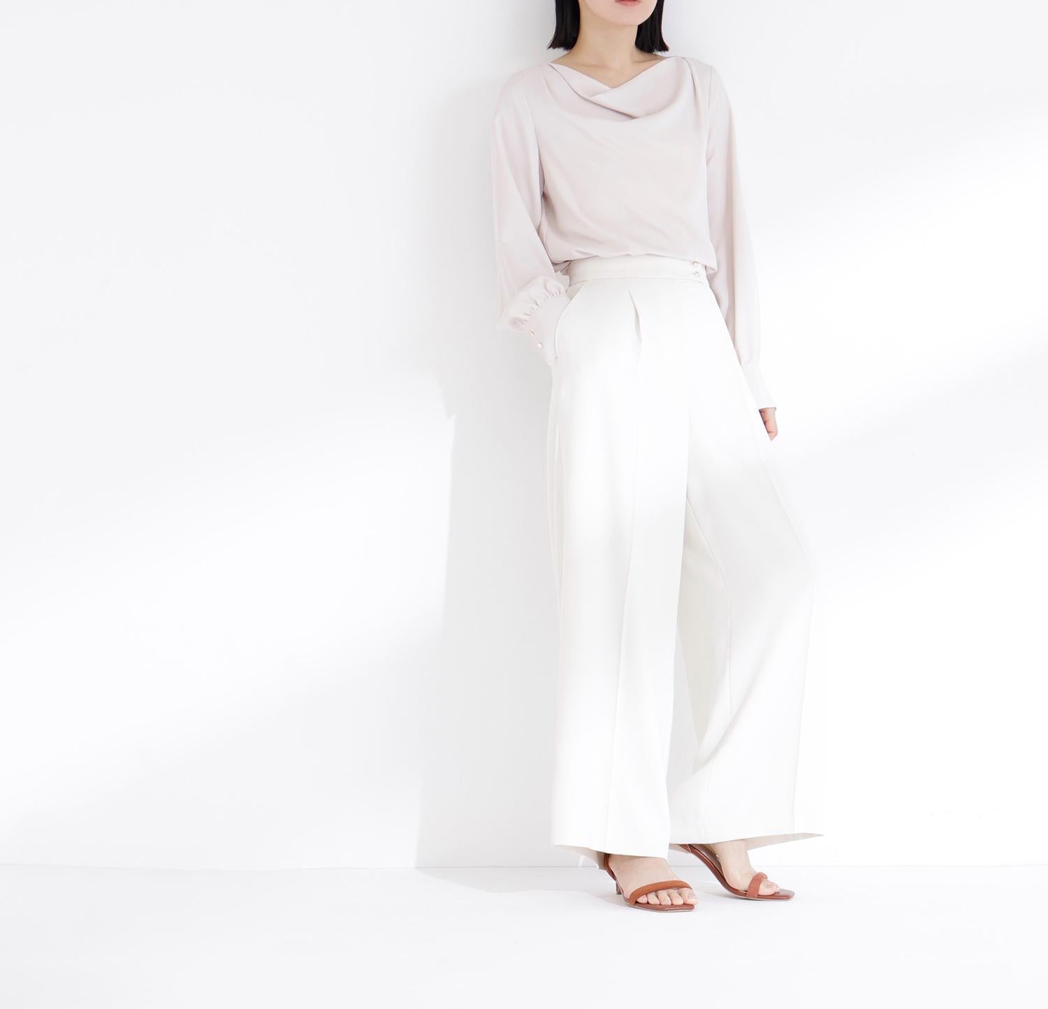 ドレープネックブラウス ペールピンク