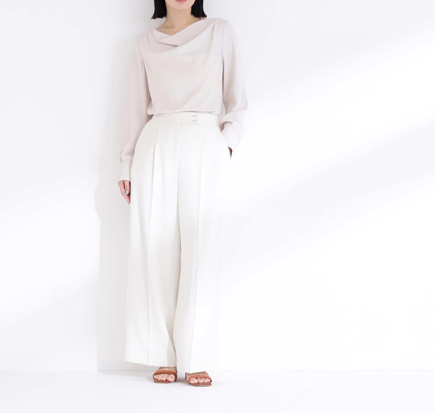 ドレープネックブラウス ペールピンク