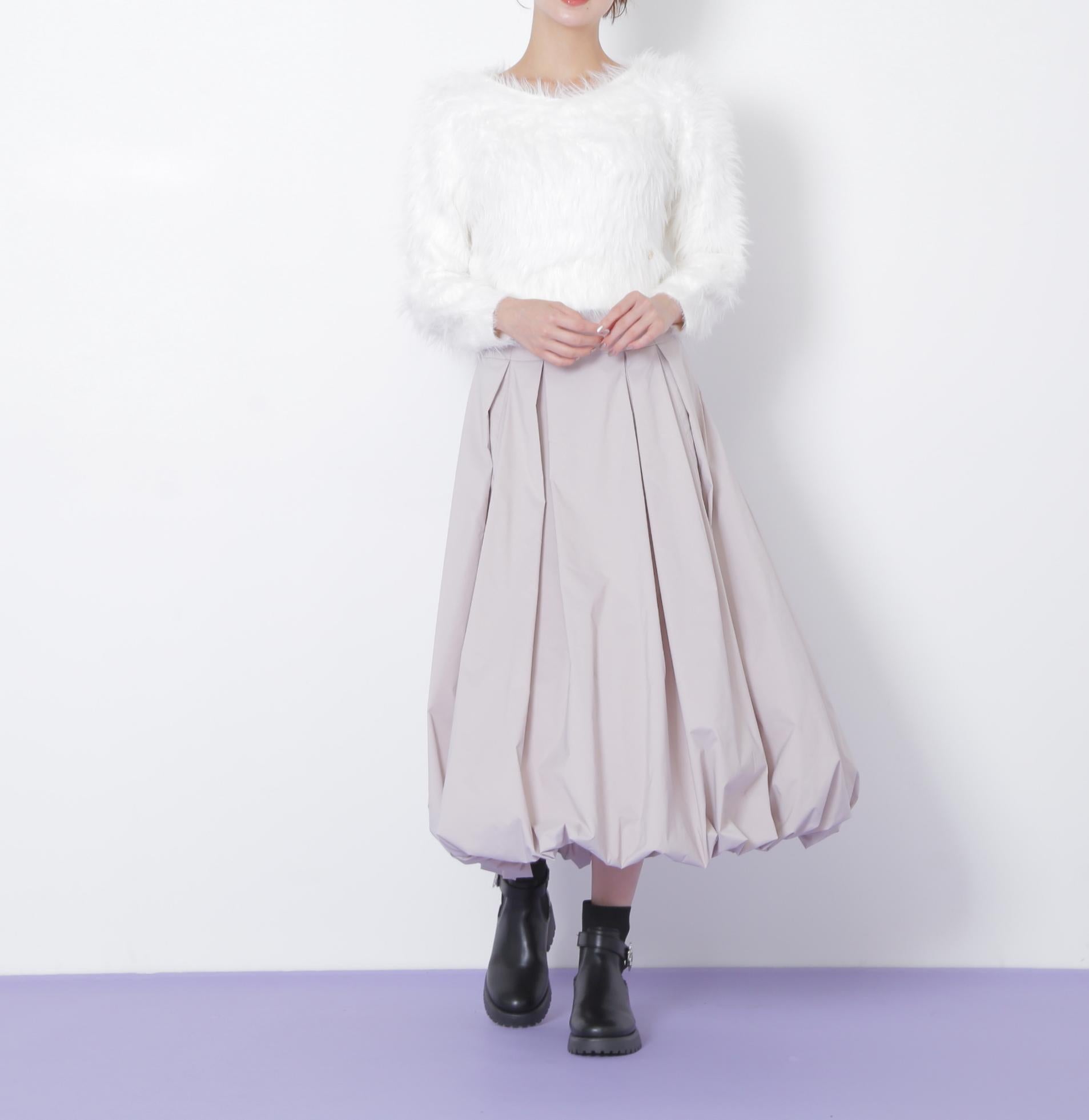 起毛ロングシャギーニット ホワイト