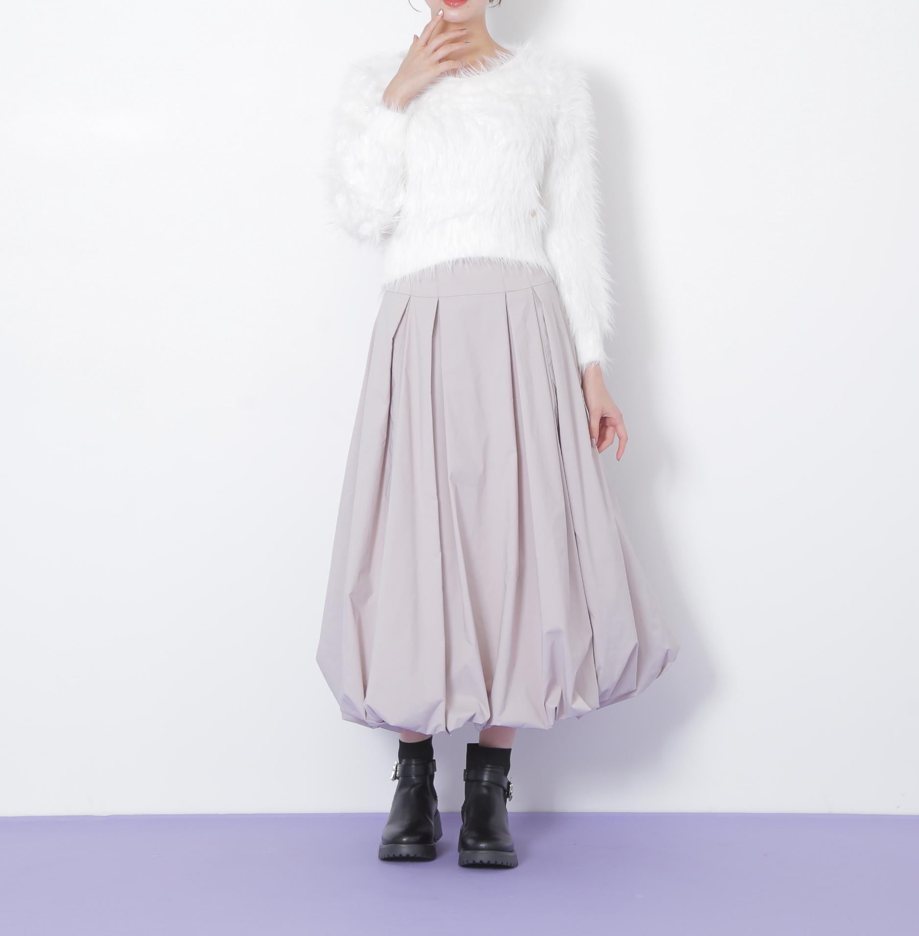 起毛ロングシャギーニット ホワイト