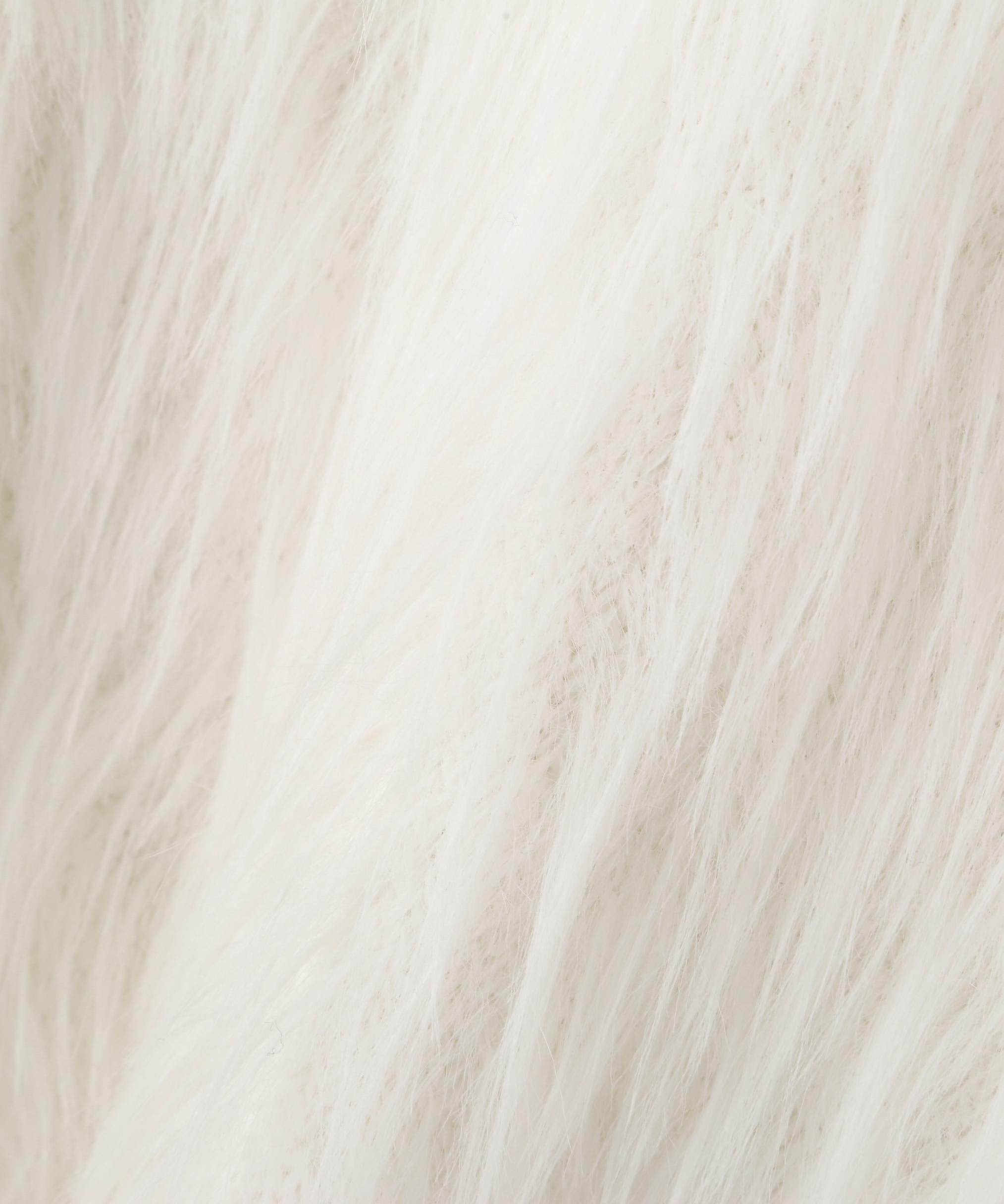 起毛ロングシャギーニット ホワイト