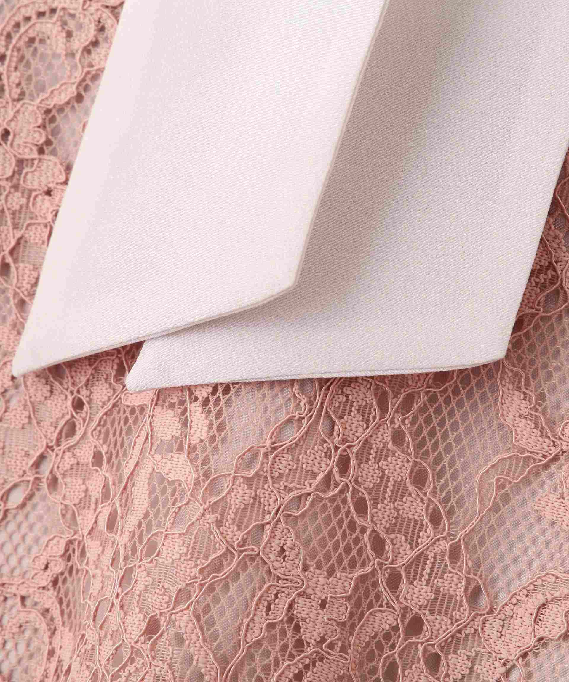 ボウタイレースワンピース ピンク