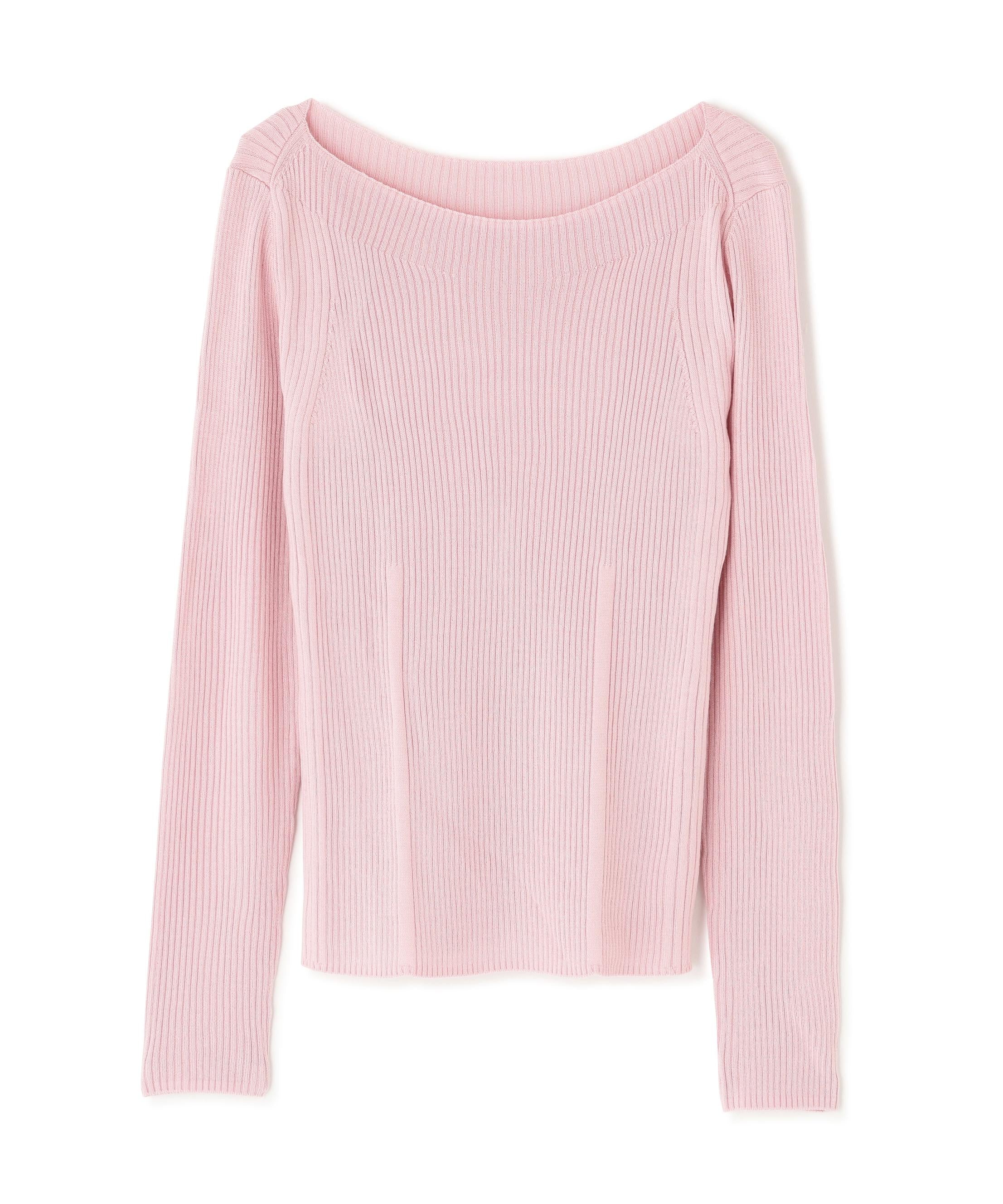 ウールブレンドニットシリーズ ボートネック ピンク