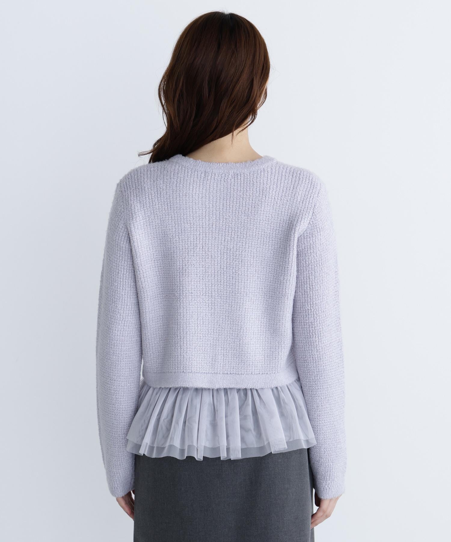 チュールペプラムニットアンサンブル ラベンダー