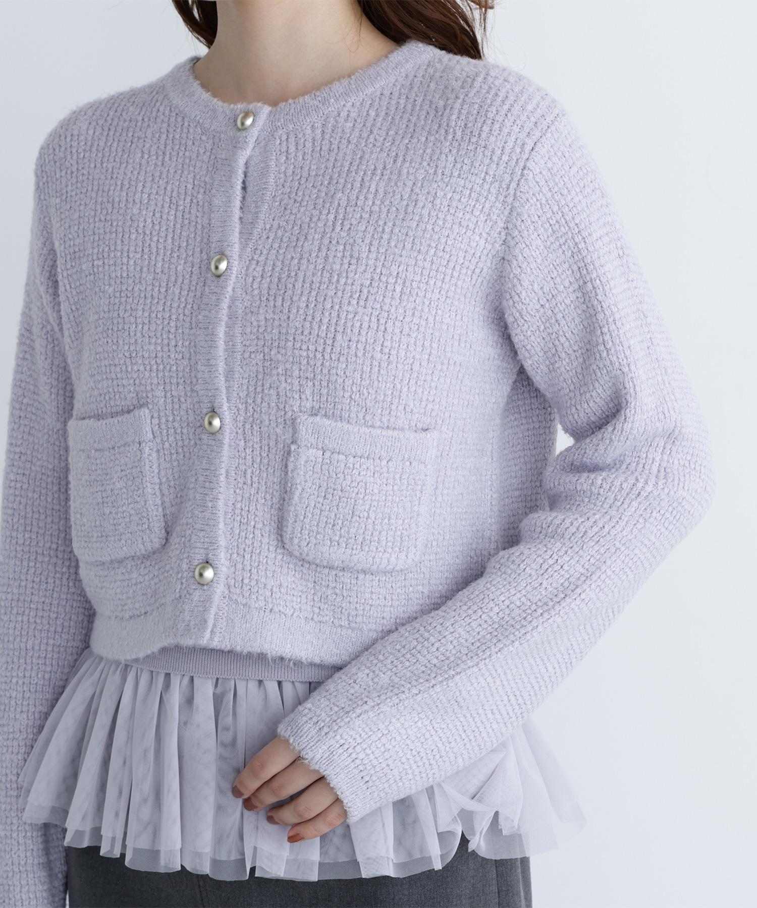 チュールペプラムニットアンサンブル ラベンダー