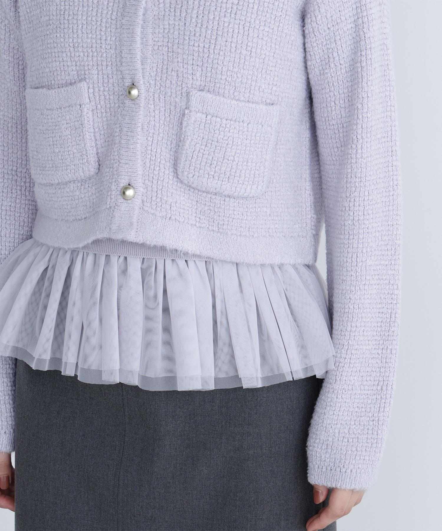 チュールペプラムニットアンサンブル ラベンダー