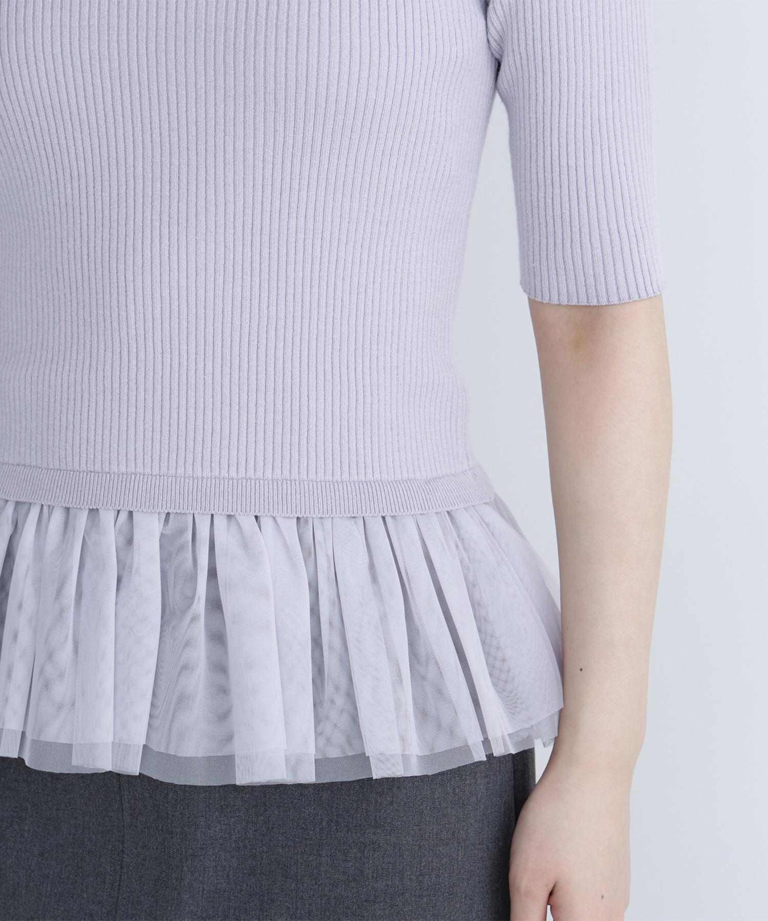 チュールペプラムニットアンサンブル ラベンダー