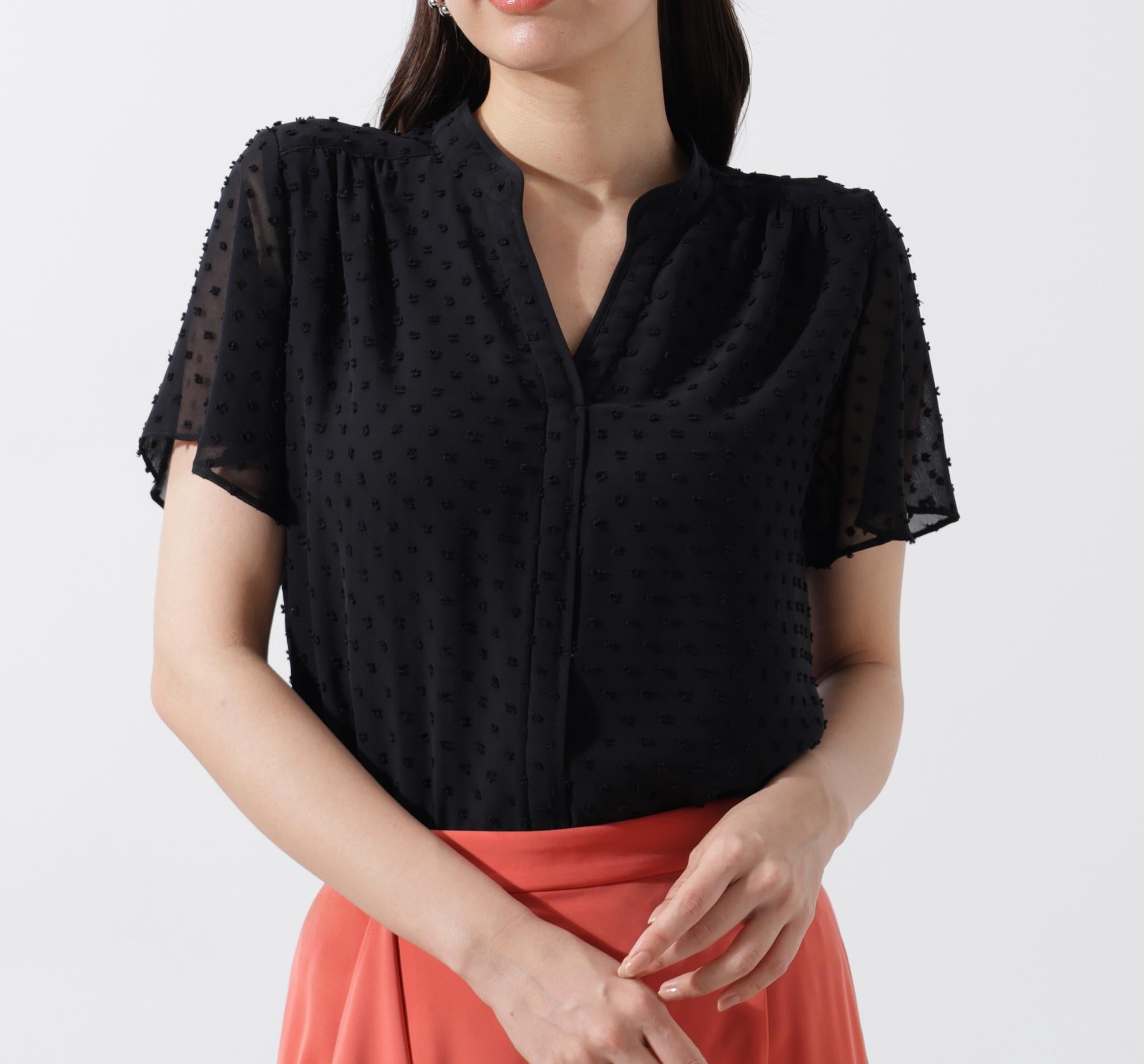 ◆シアージャカードブラウス ブラック