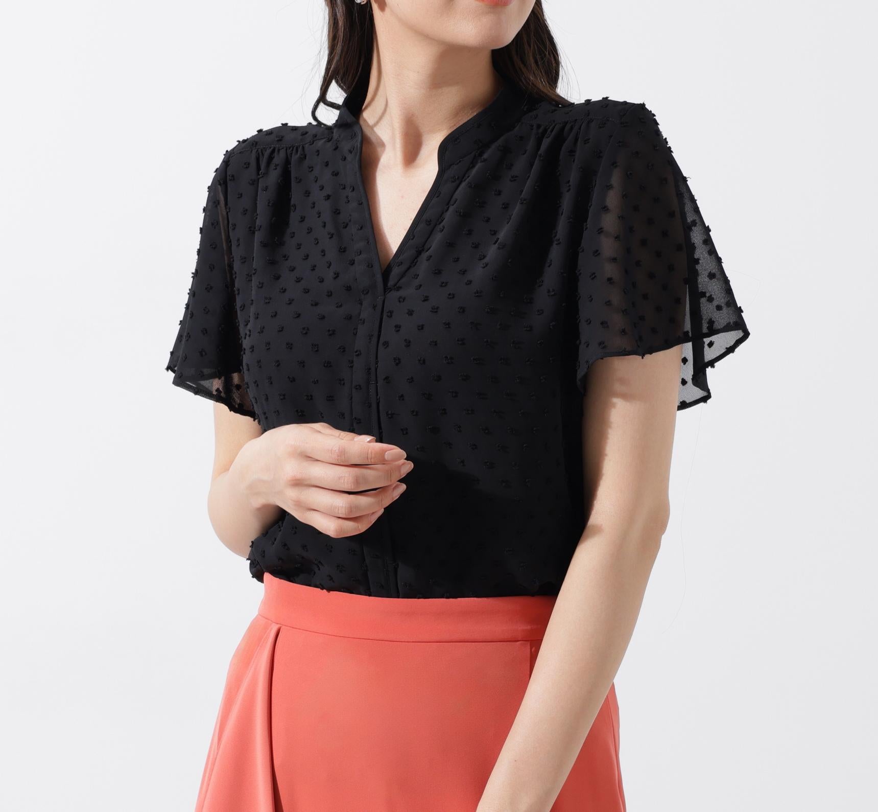 ◆シアージャカードブラウス ブラック