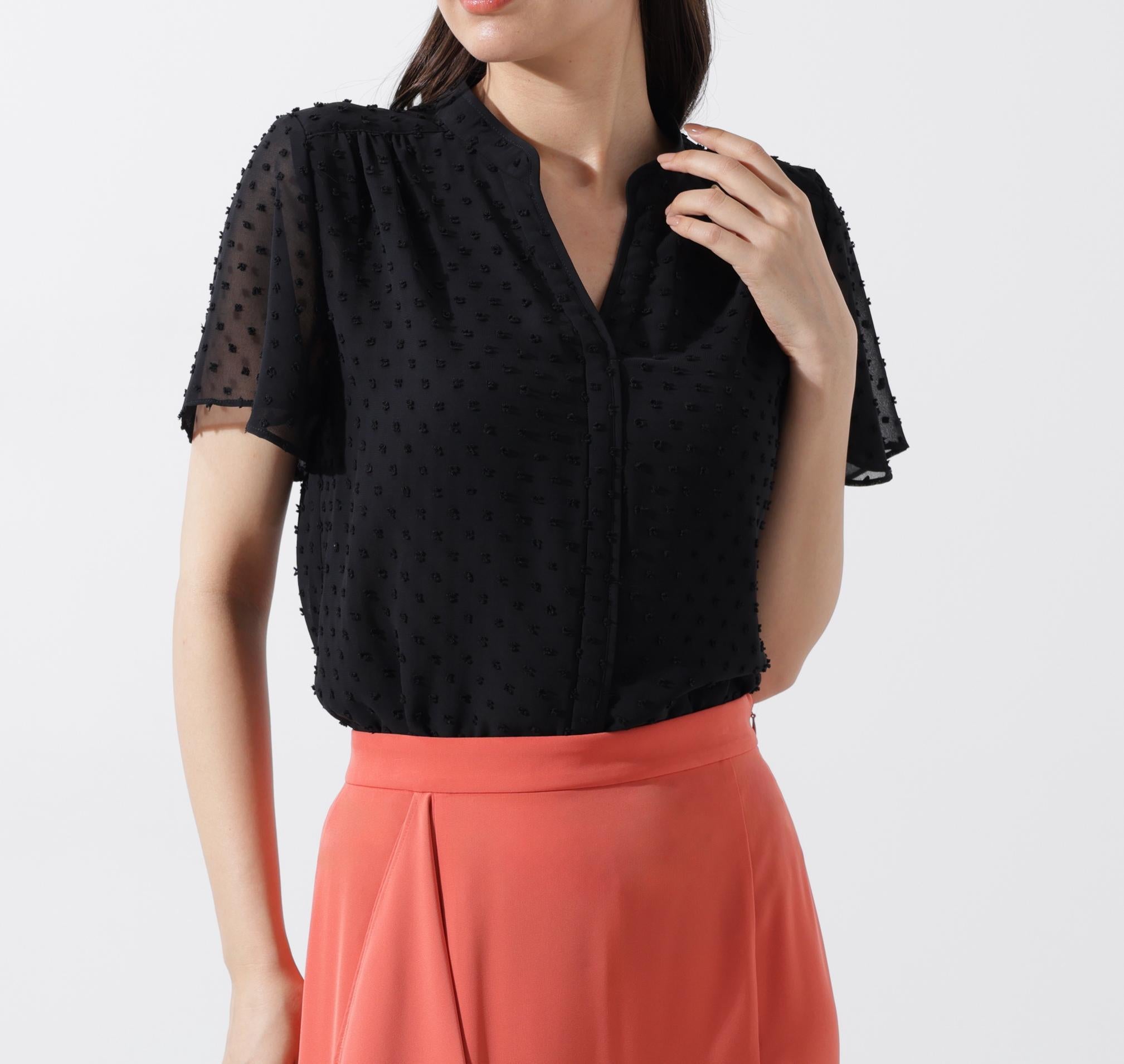 ◆シアージャカードブラウス ブラック