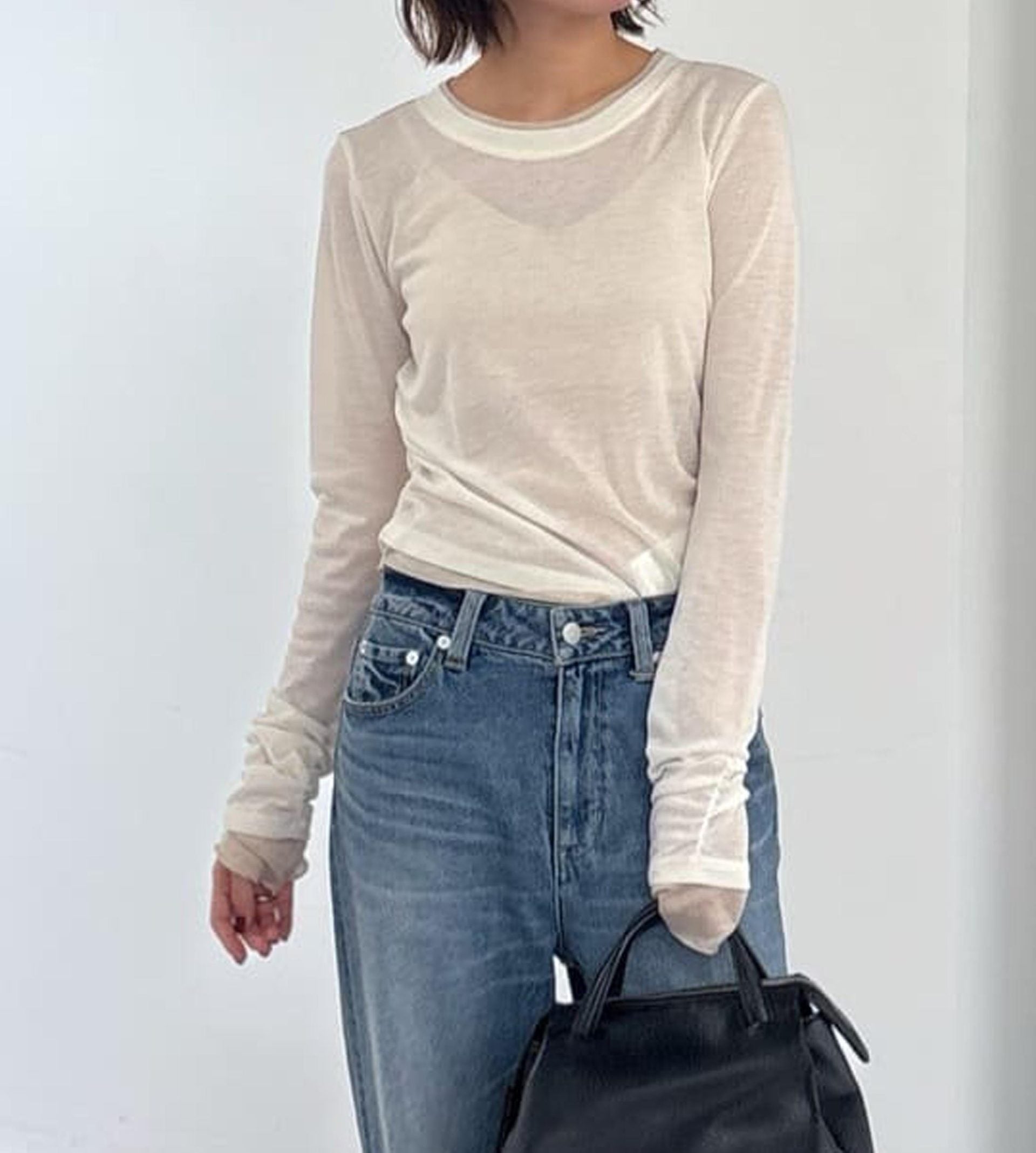 シアーテレコレイヤード風カットソー オフ