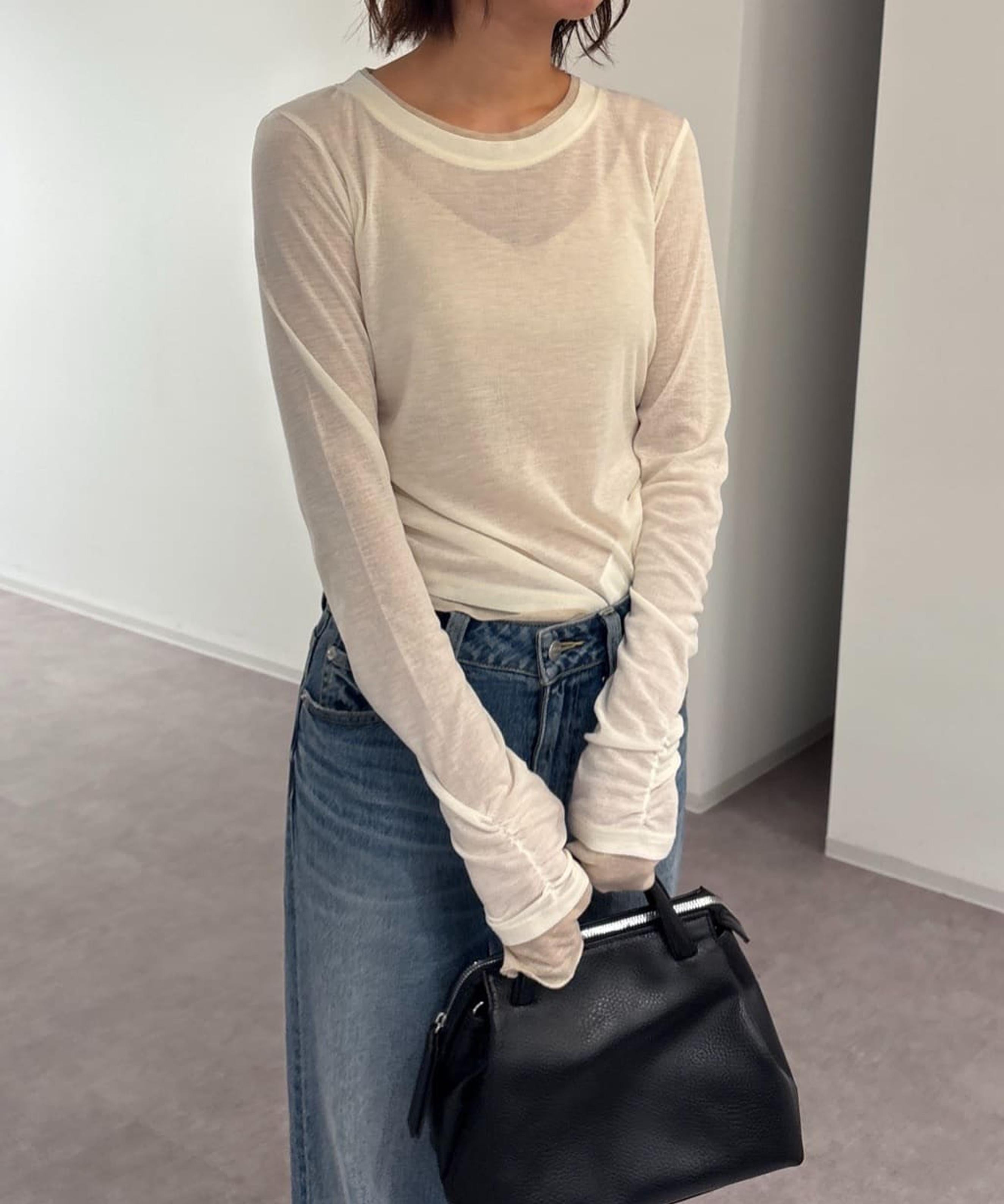 シアーテレコレイヤード風カットソー オフ