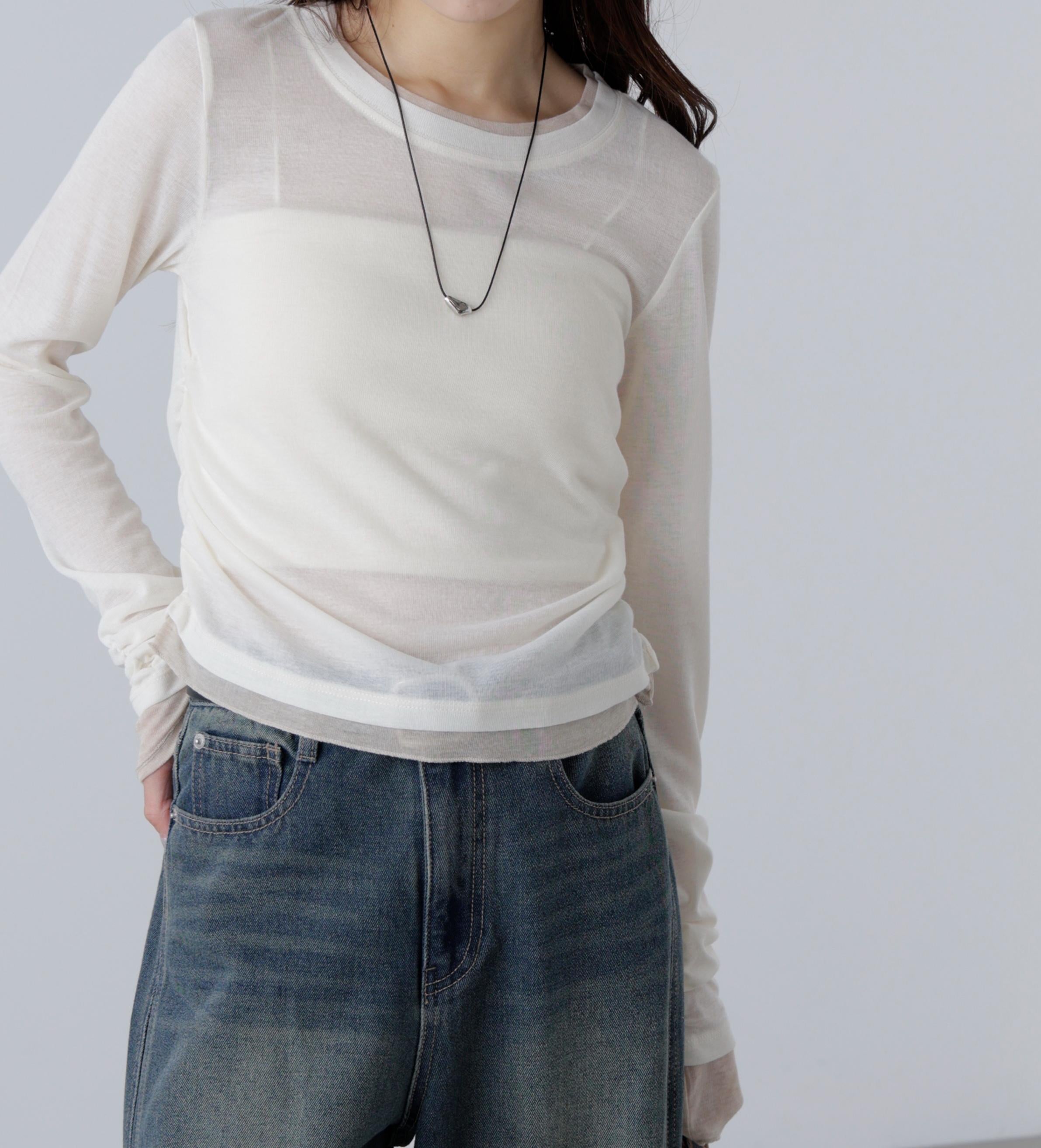 シアーテレコレイヤード風カットソー オフ