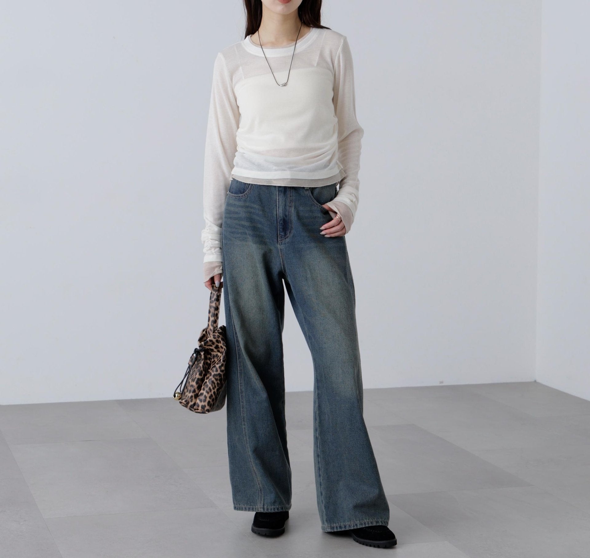 シアーテレコレイヤード風カットソー オフ