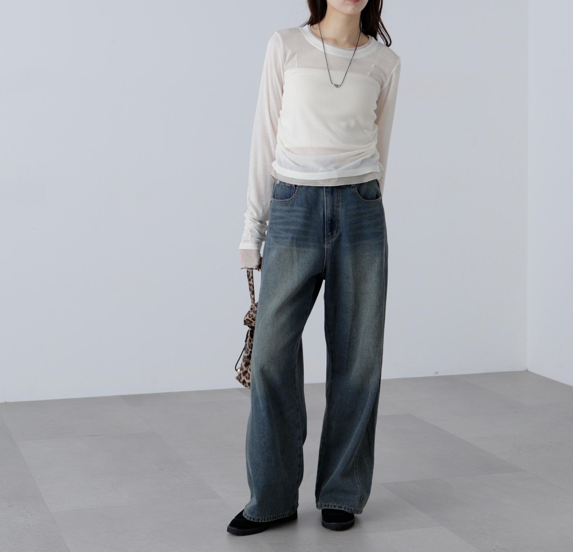 シアーテレコレイヤード風カットソー オフ