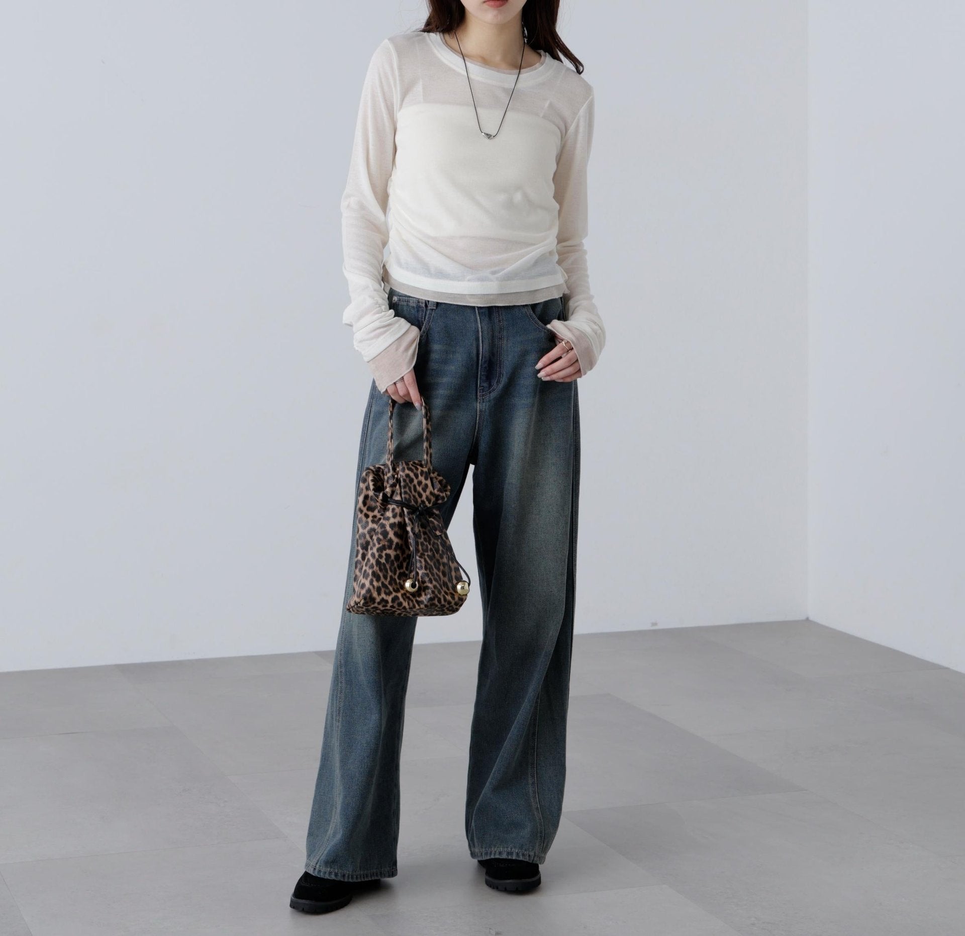 シアーテレコレイヤード風カットソー オフ