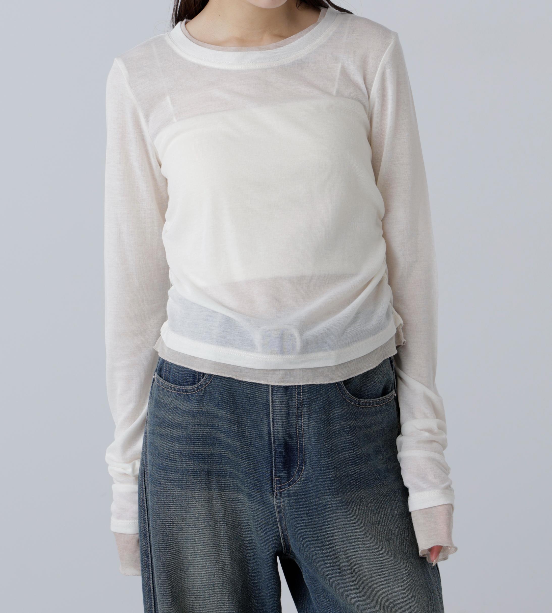 シアーテレコレイヤード風カットソー オフ