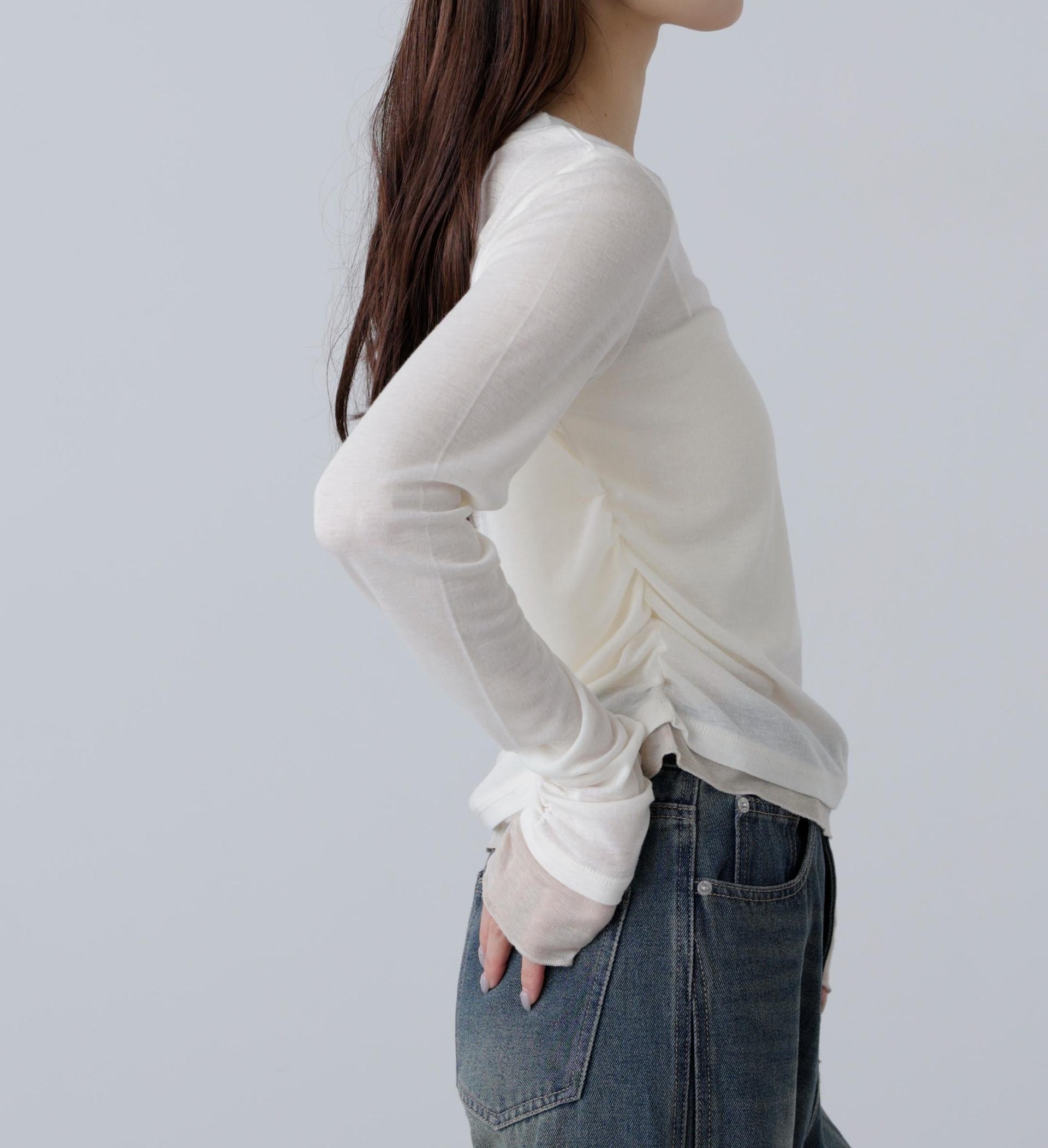 シアーテレコレイヤード風カットソー オフ