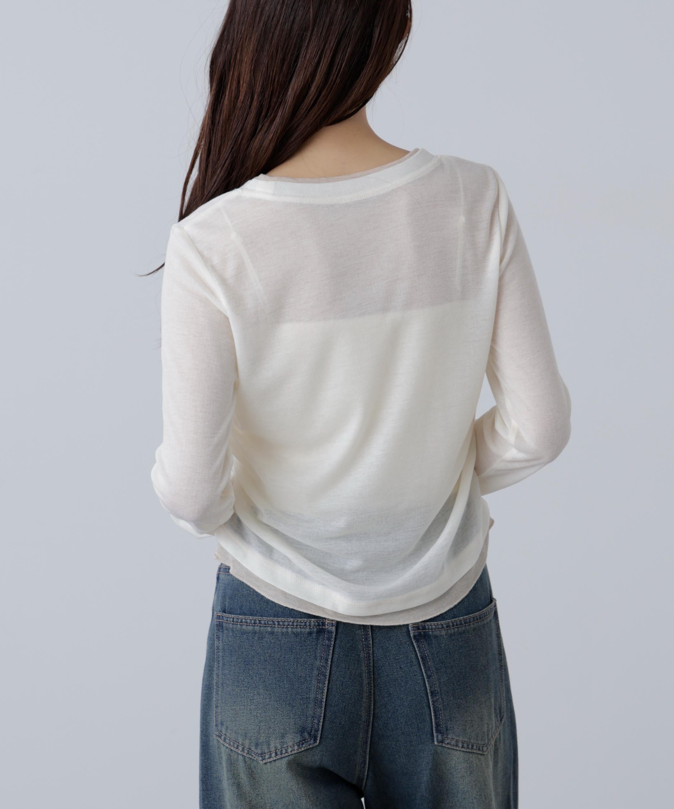 シアーテレコレイヤード風カットソー オフ