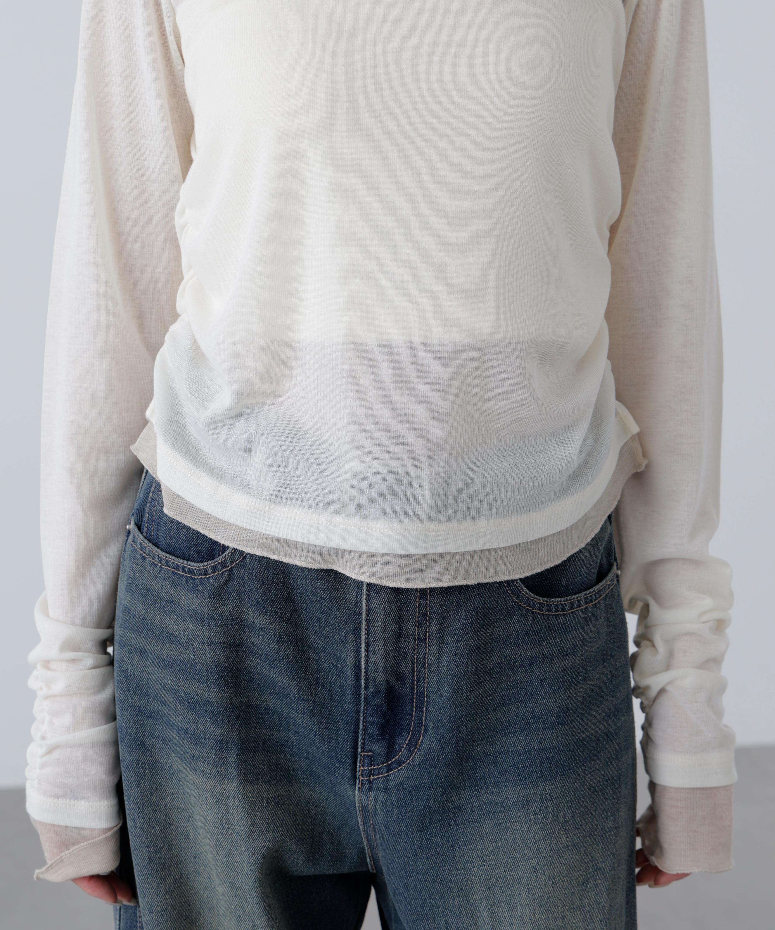 シアーテレコレイヤード風カットソー オフ