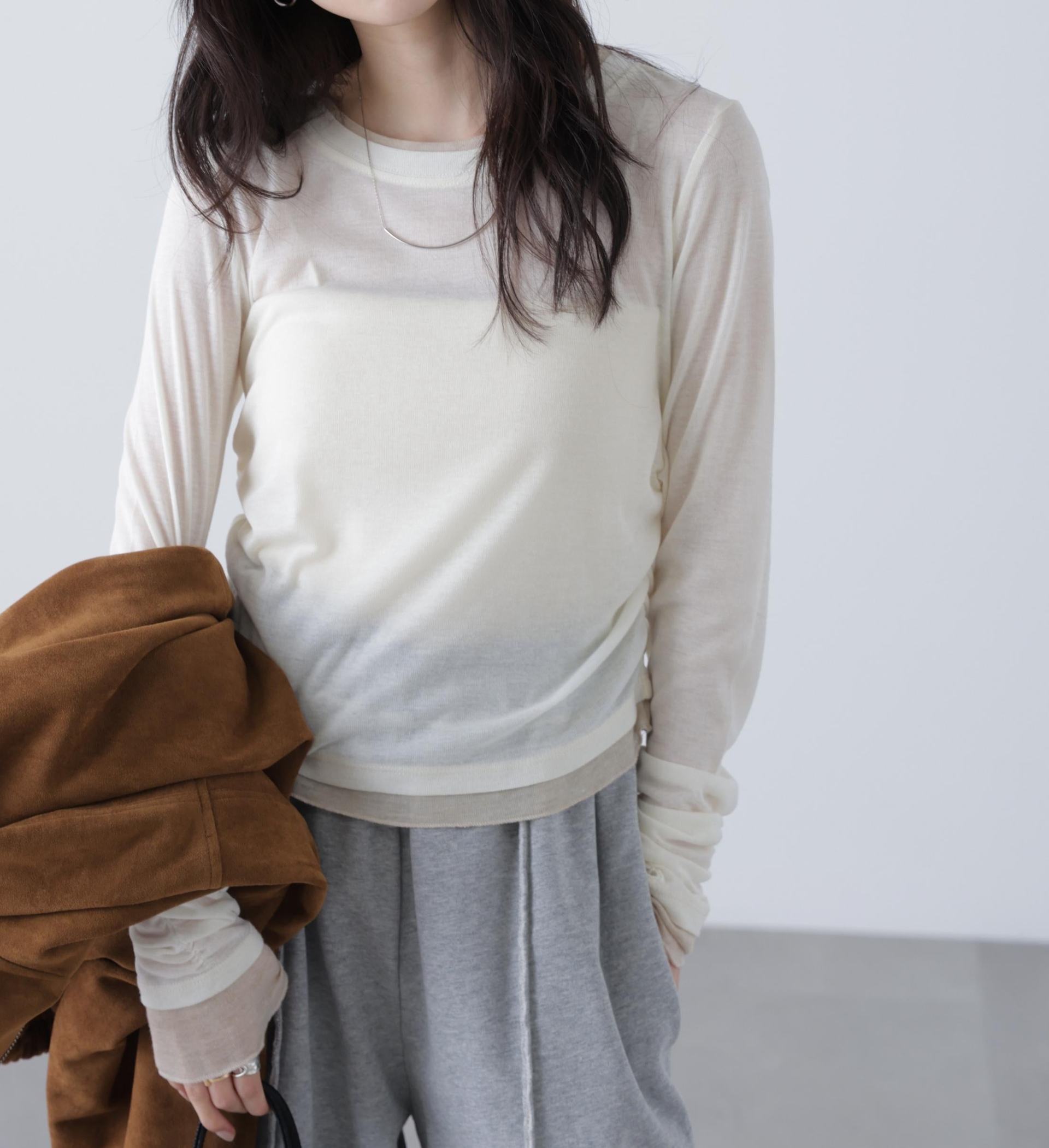 シアーテレコレイヤード風カットソー オフ