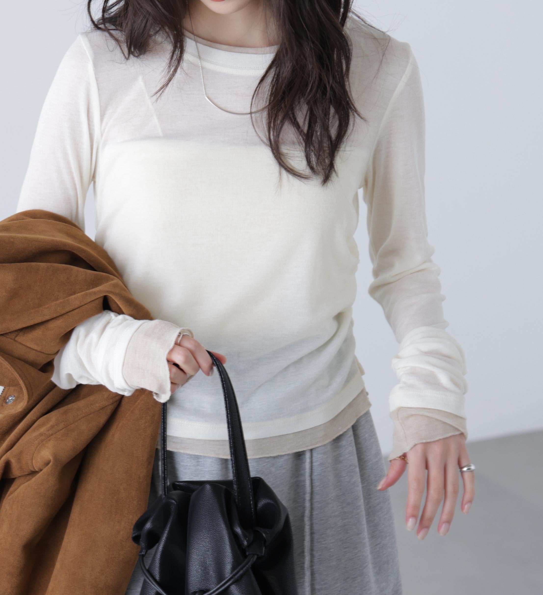 シアーテレコレイヤード風カットソー オフ