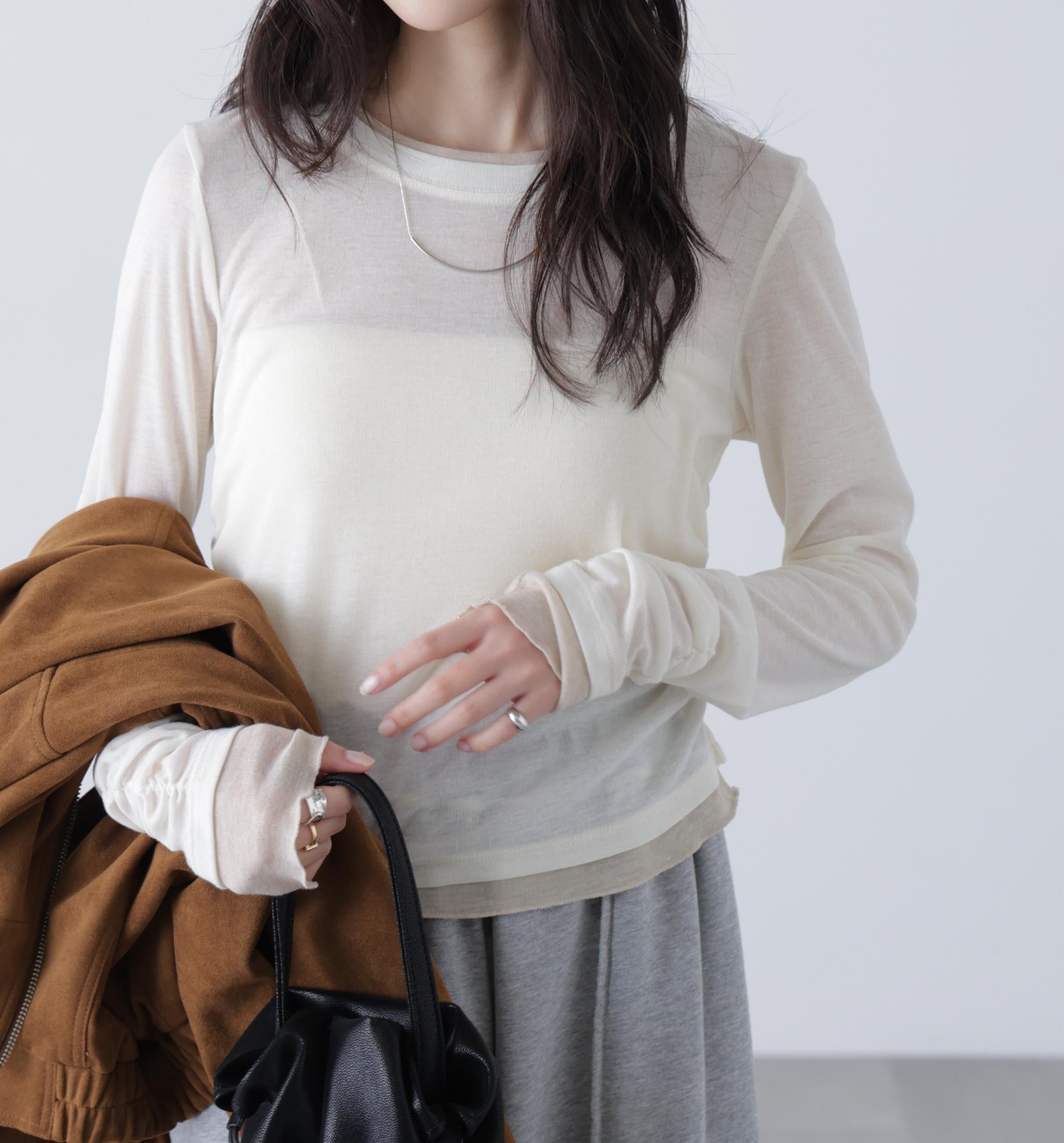 シアーテレコレイヤード風カットソー オフ