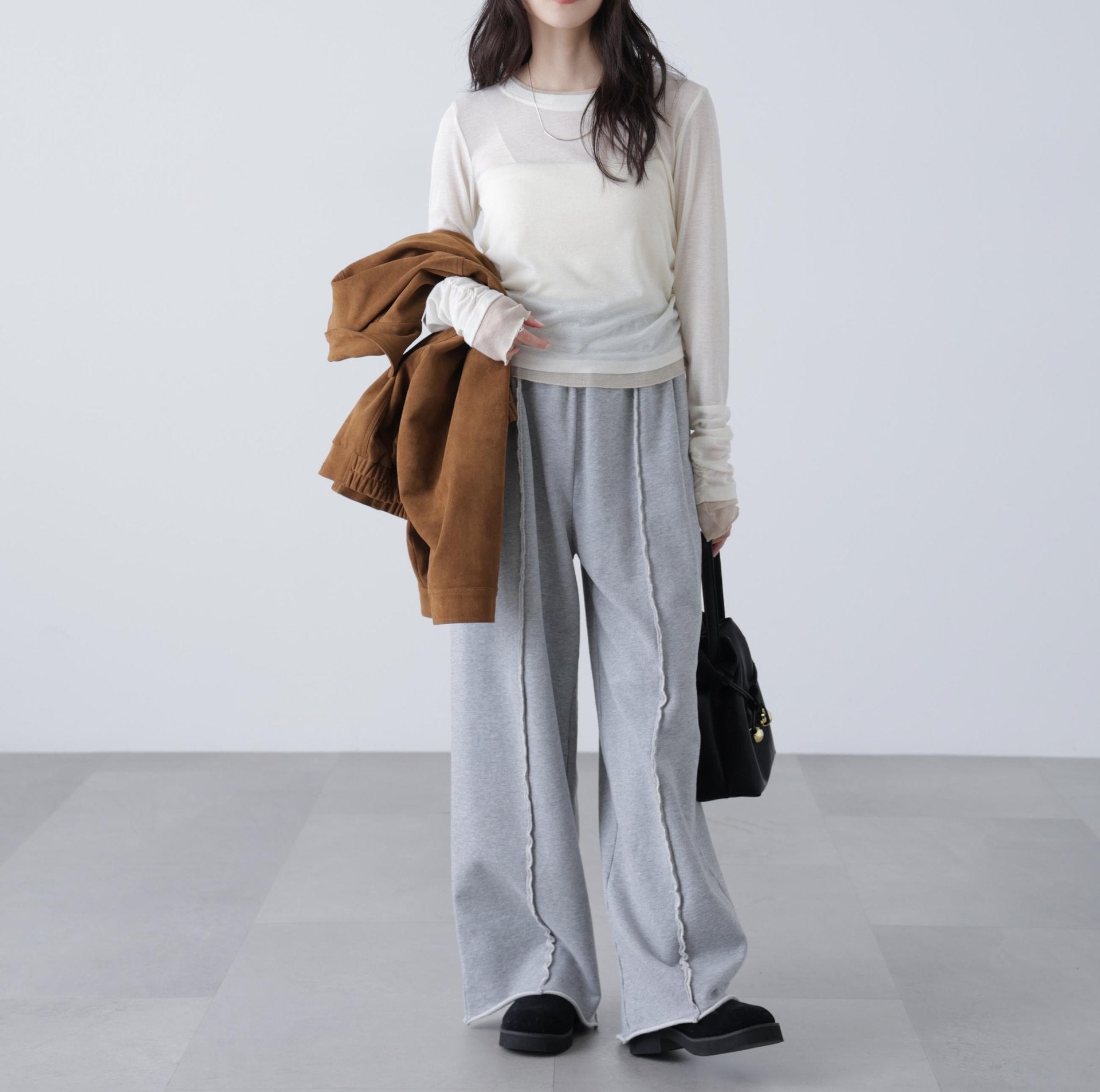 シアーテレコレイヤード風カットソー オフ