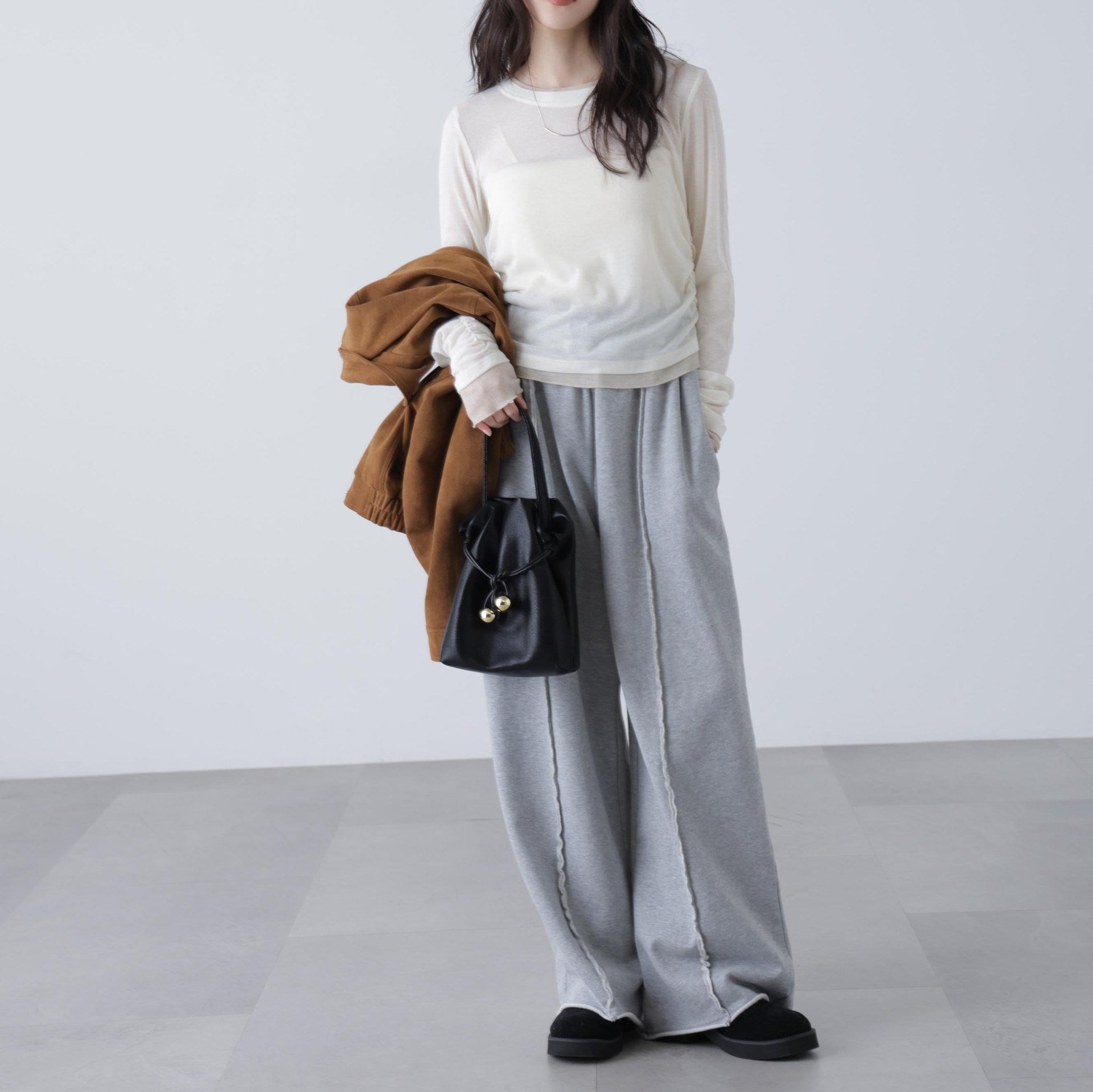 シアーテレコレイヤード風カットソー オフ