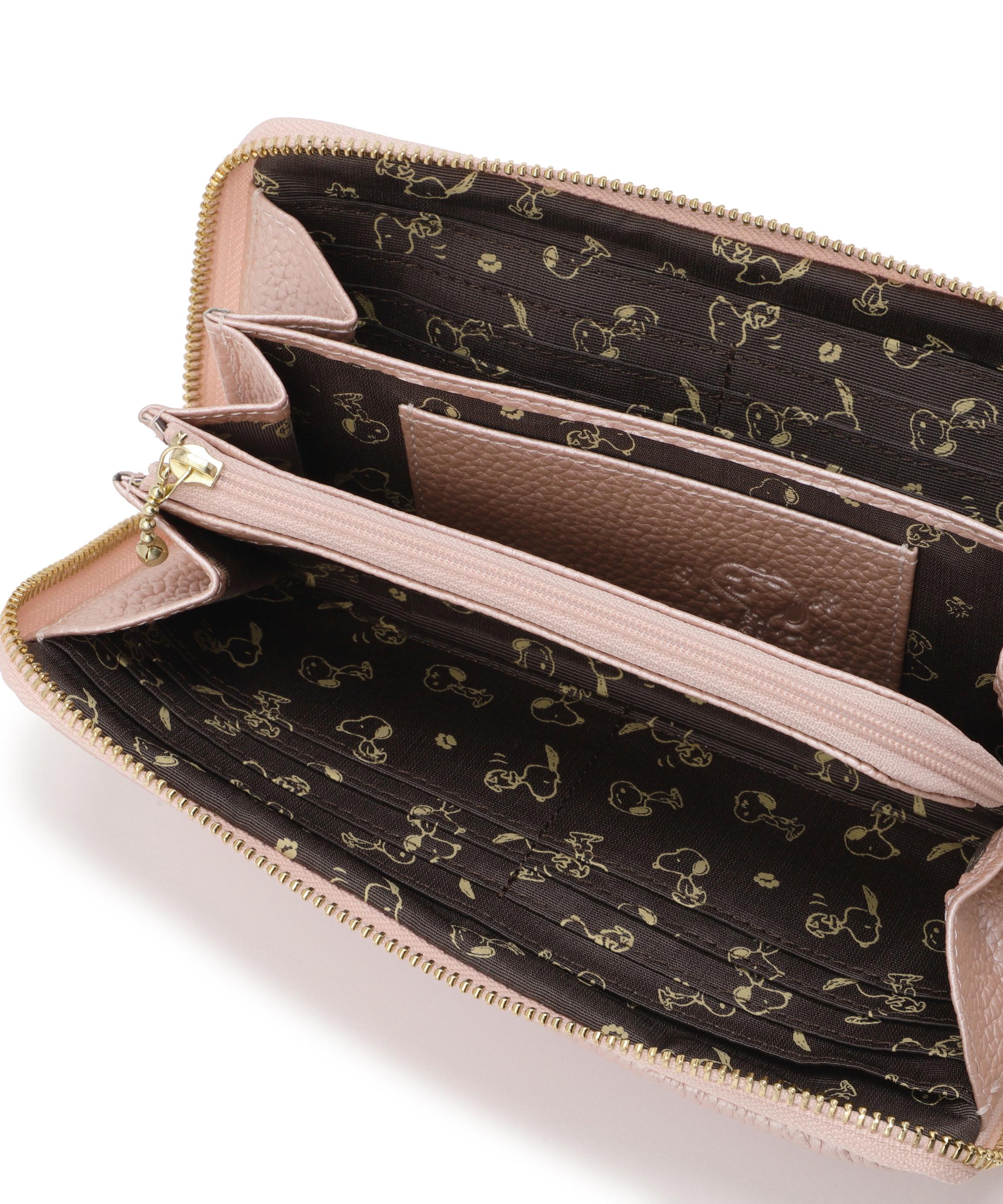 SNOOPY LEATHER COLLECTION/スヌーピーレザーコレクション/かるふわシリーズ束入れ ピンク