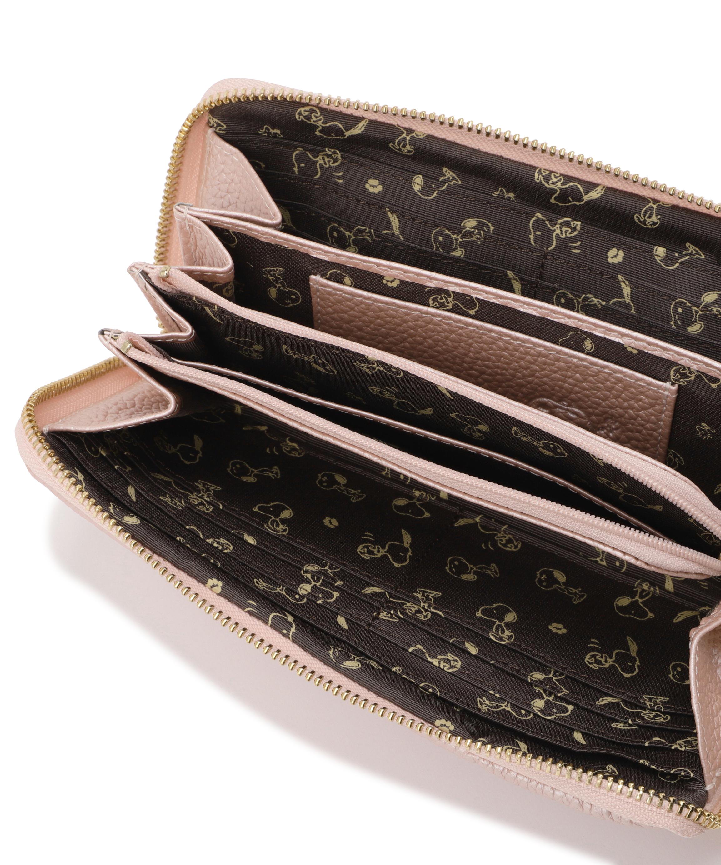 SNOOPY LEATHER COLLECTION/スヌーピーレザーコレクション/かるふわシリーズ束入れ ピンク