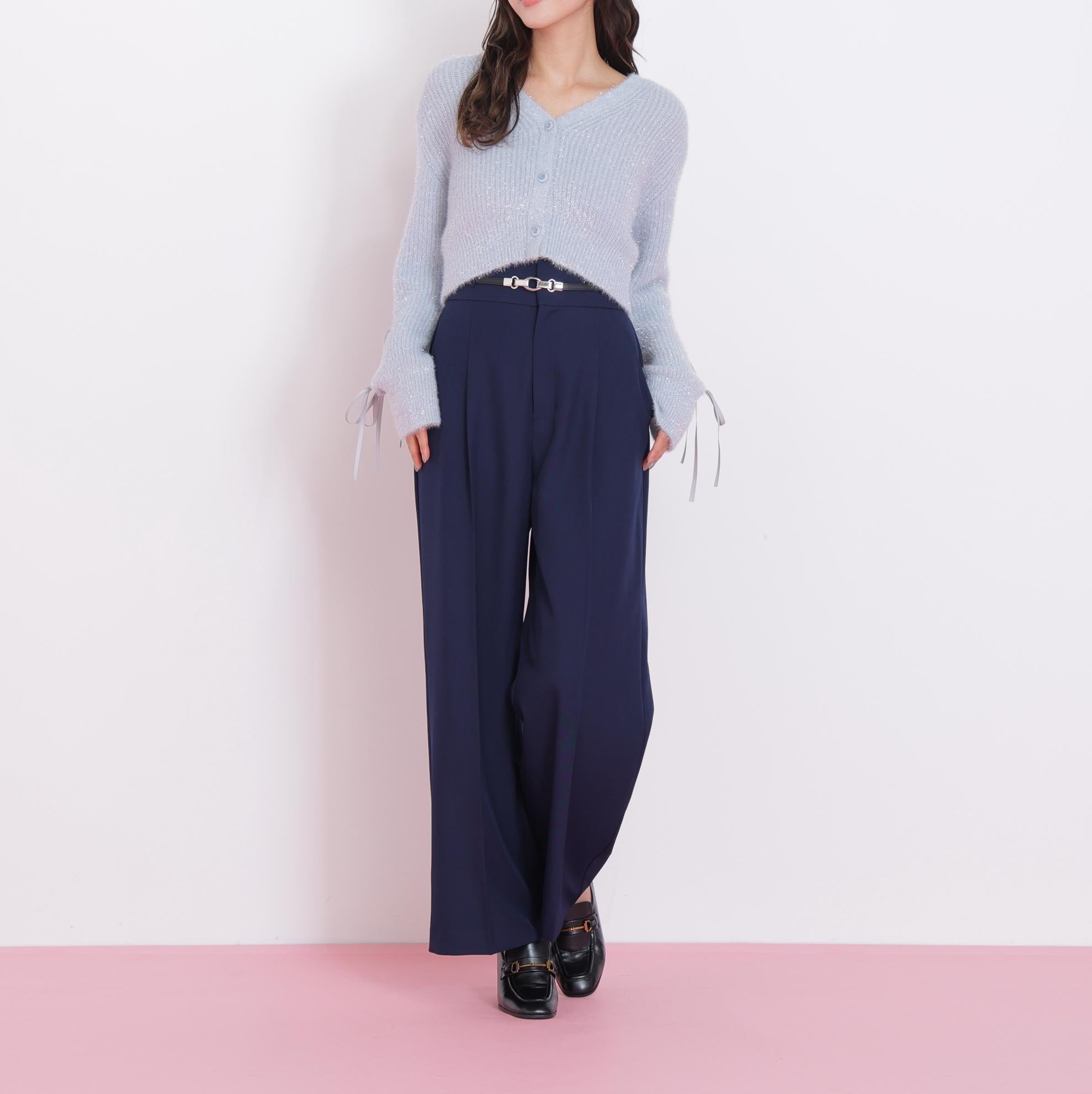 フィルムフェザーヤーンカーディガン ブルー