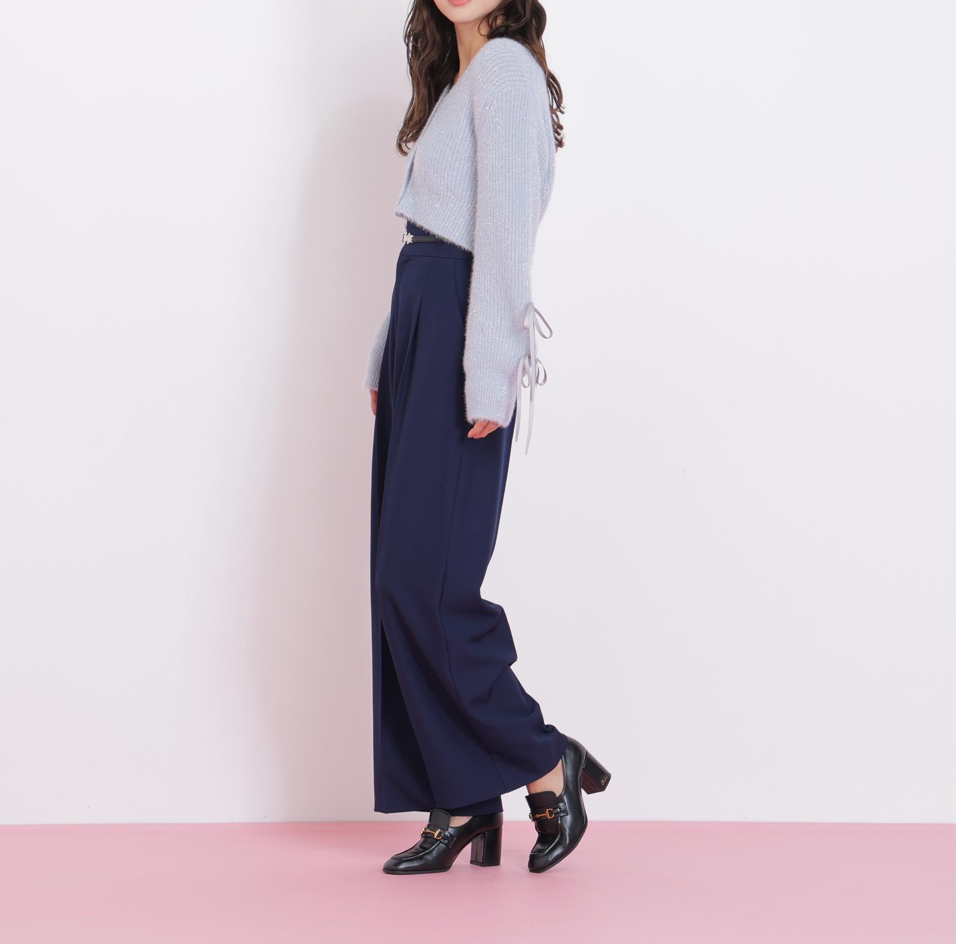 フィルムフェザーヤーンカーディガン ブルー