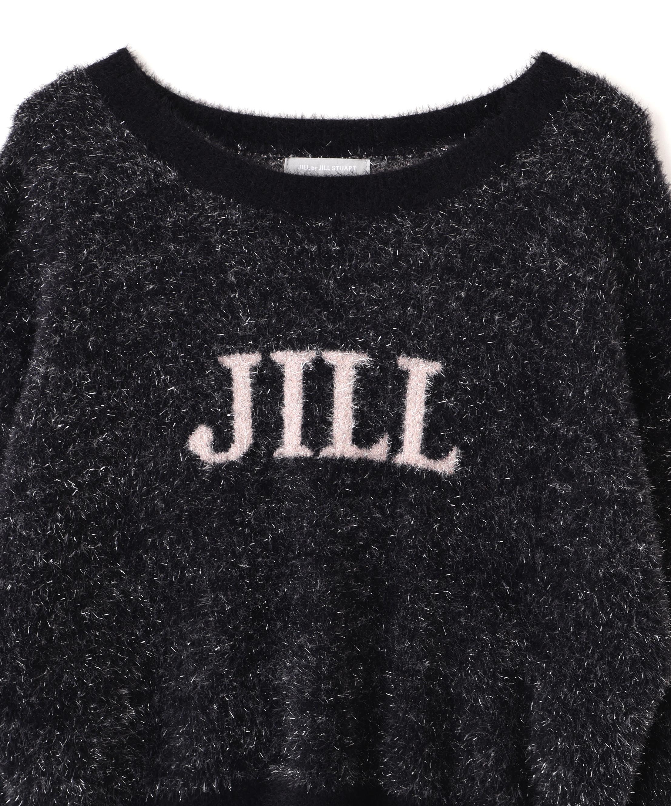 ラメロゴジャガードニット ブラック