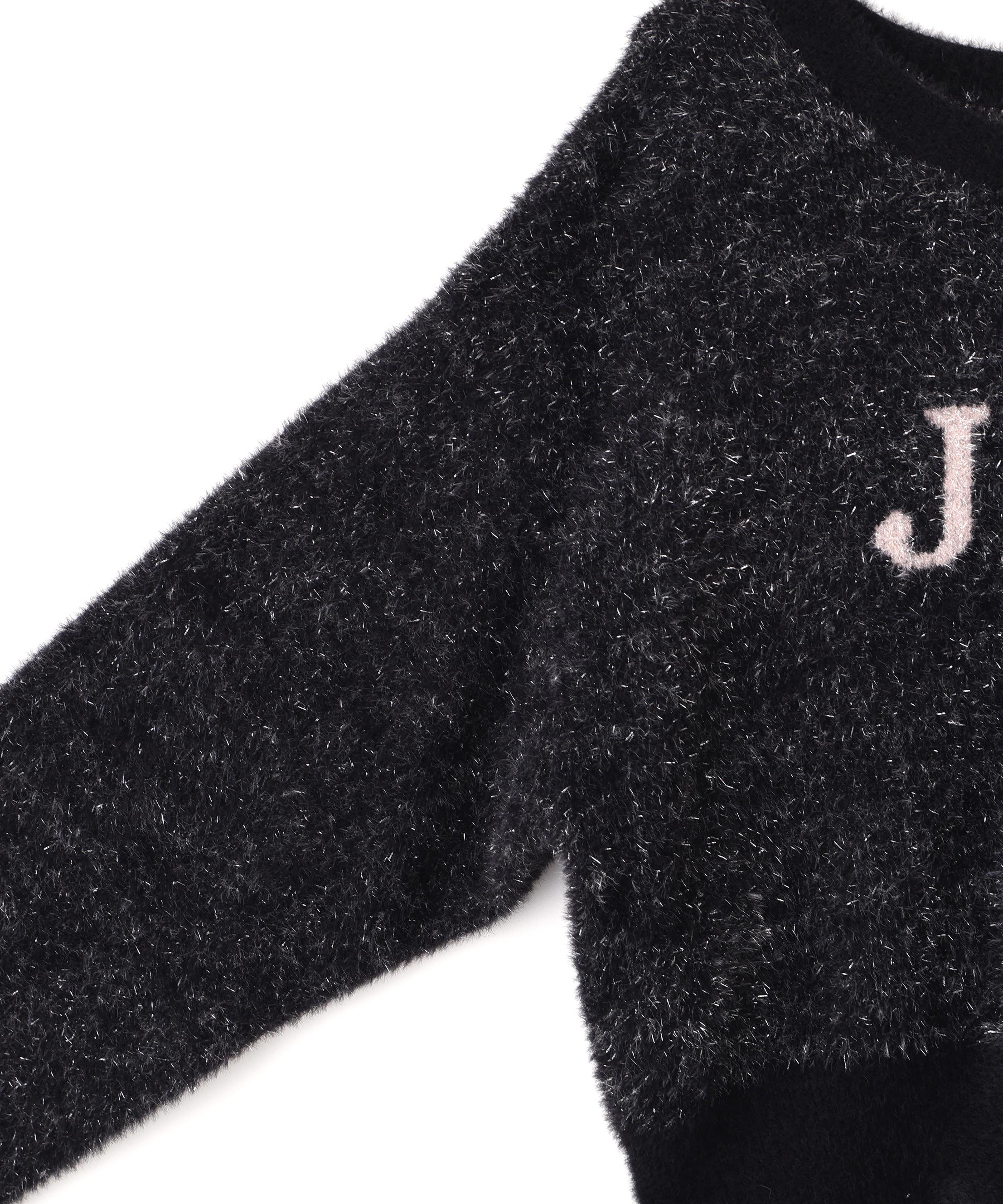 ラメロゴジャガードニット ブラック