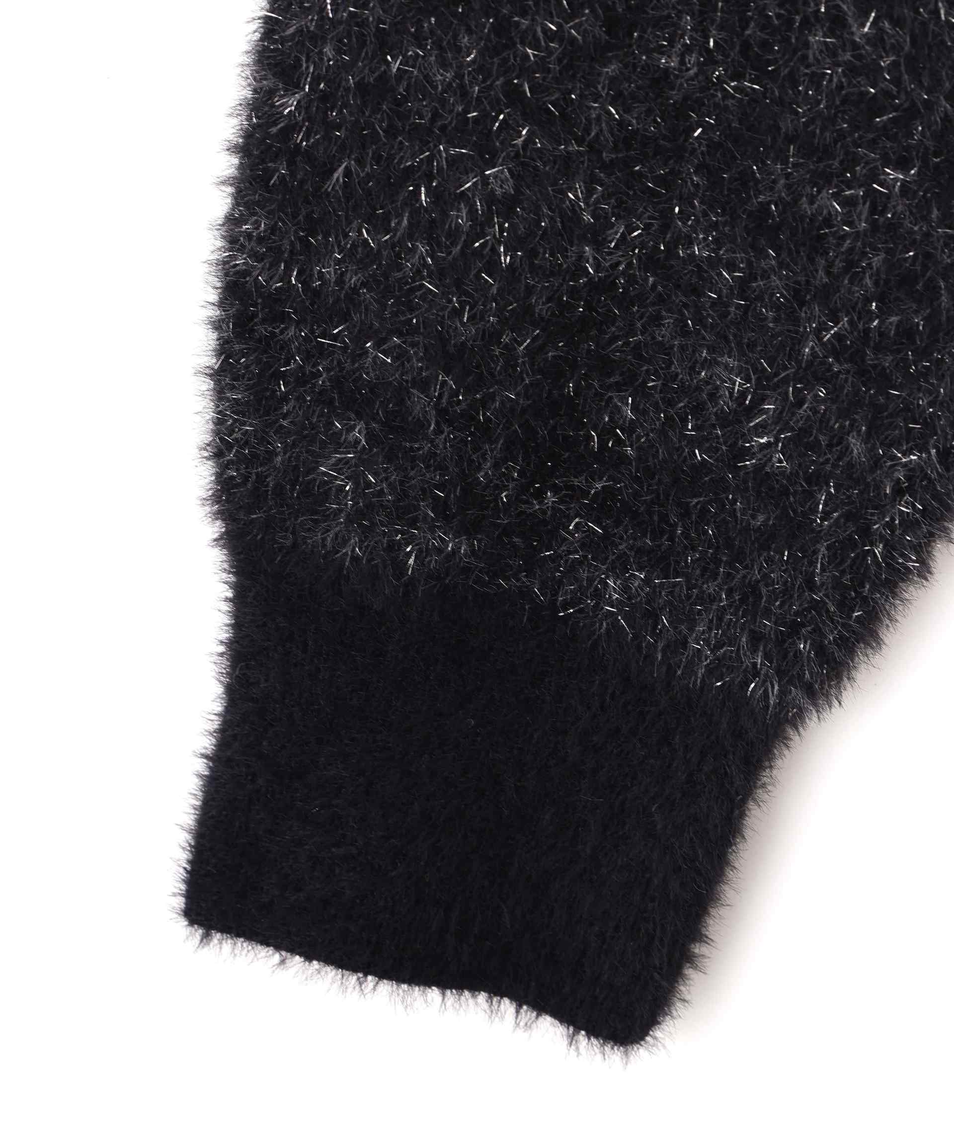 ラメロゴジャガードニット ブラック