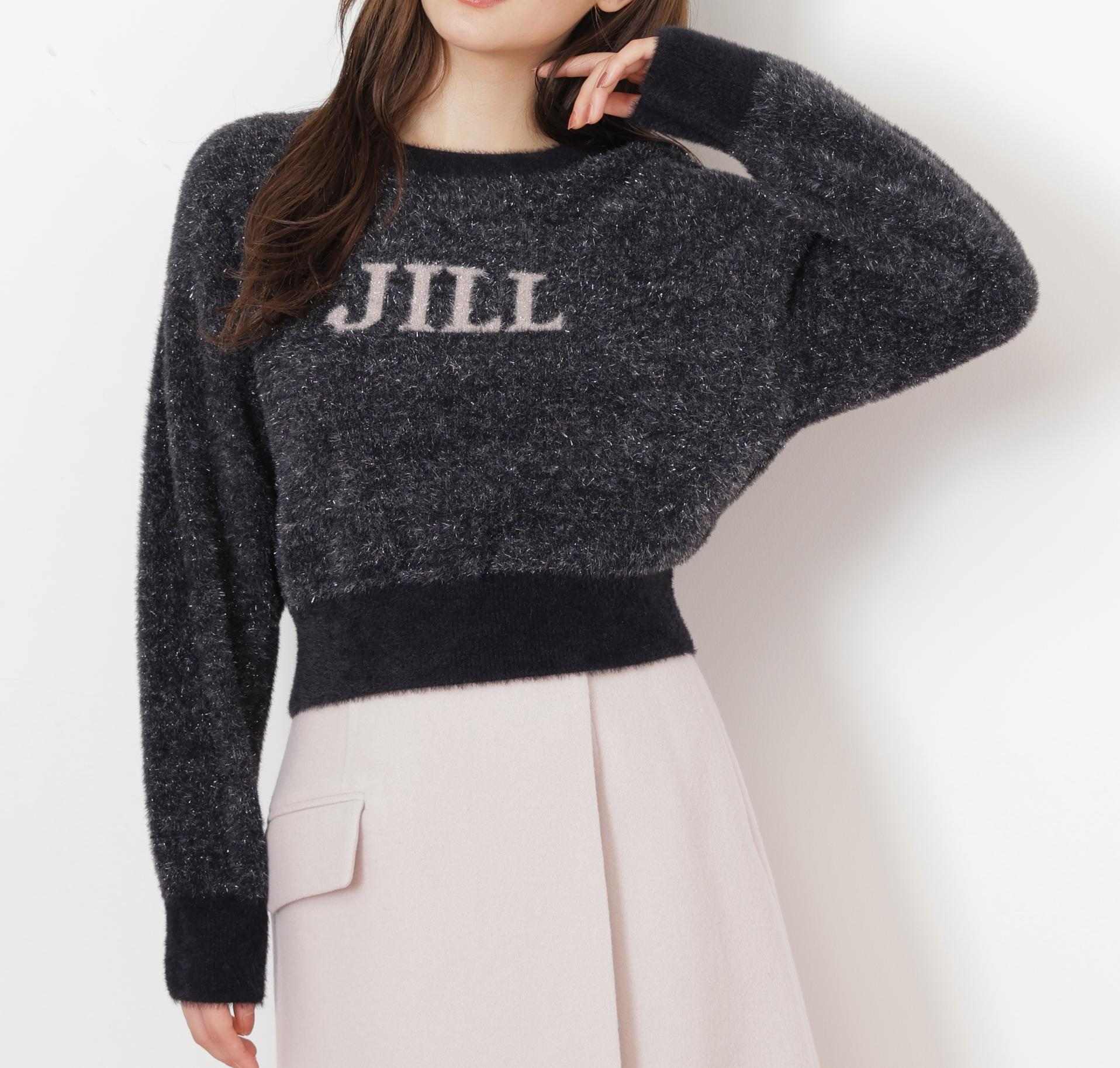 ラメロゴジャガードニット ブラック