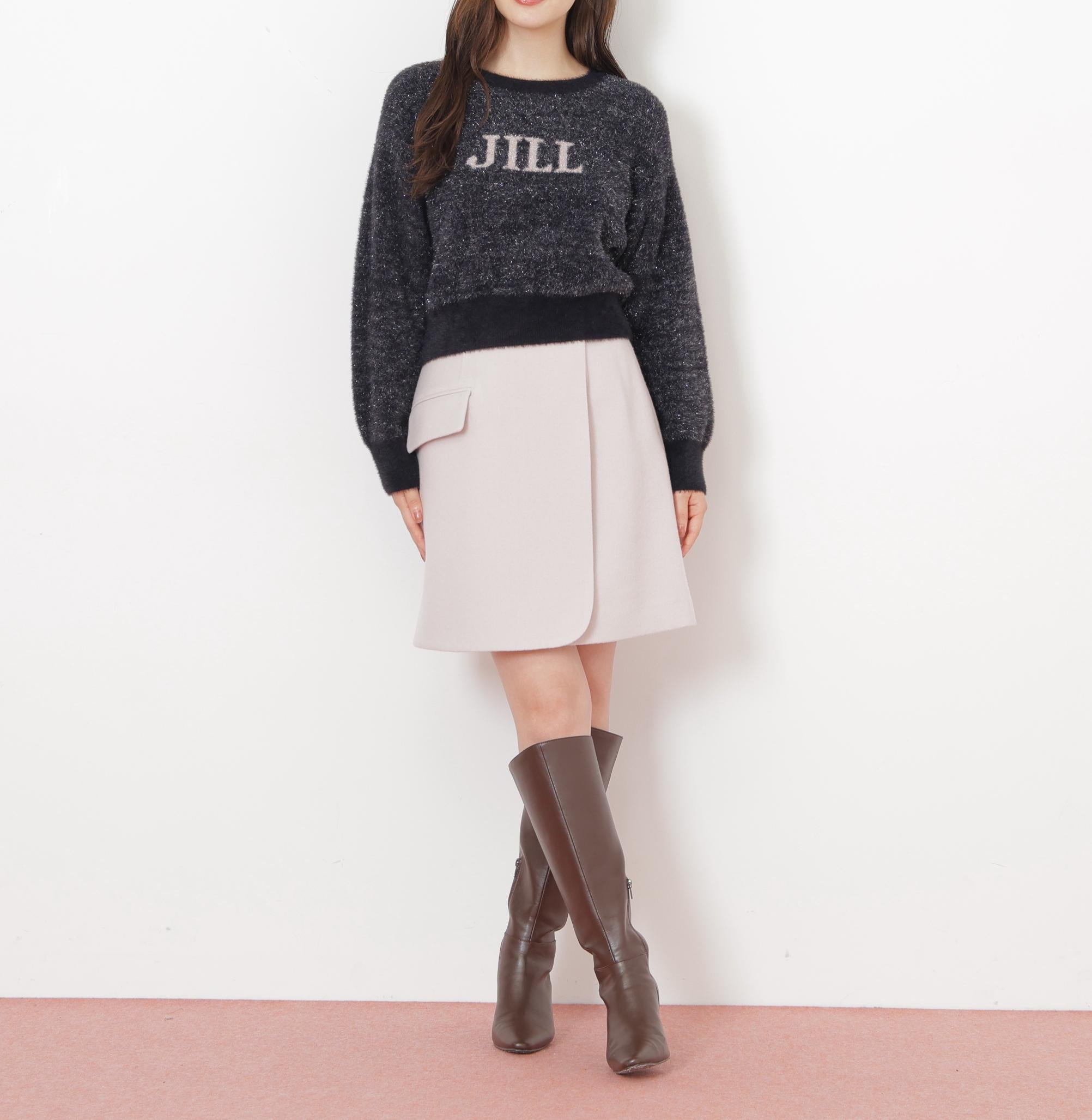 ラメロゴジャガードニット ブラック