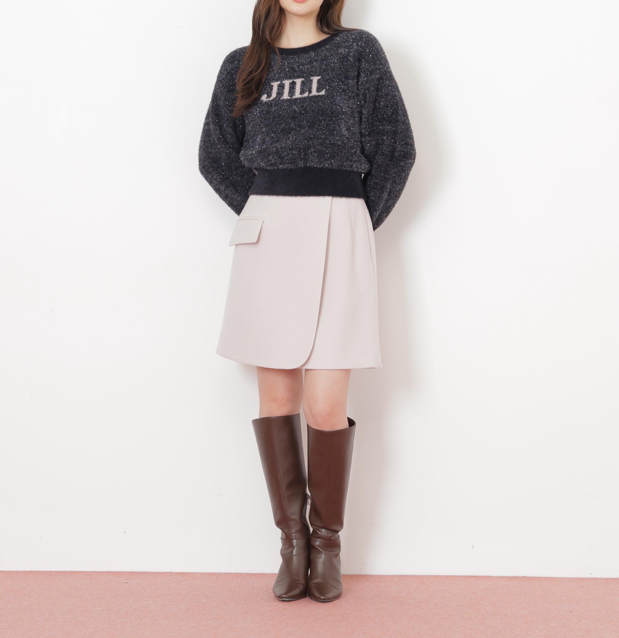 ラメロゴジャガードニット ブラック