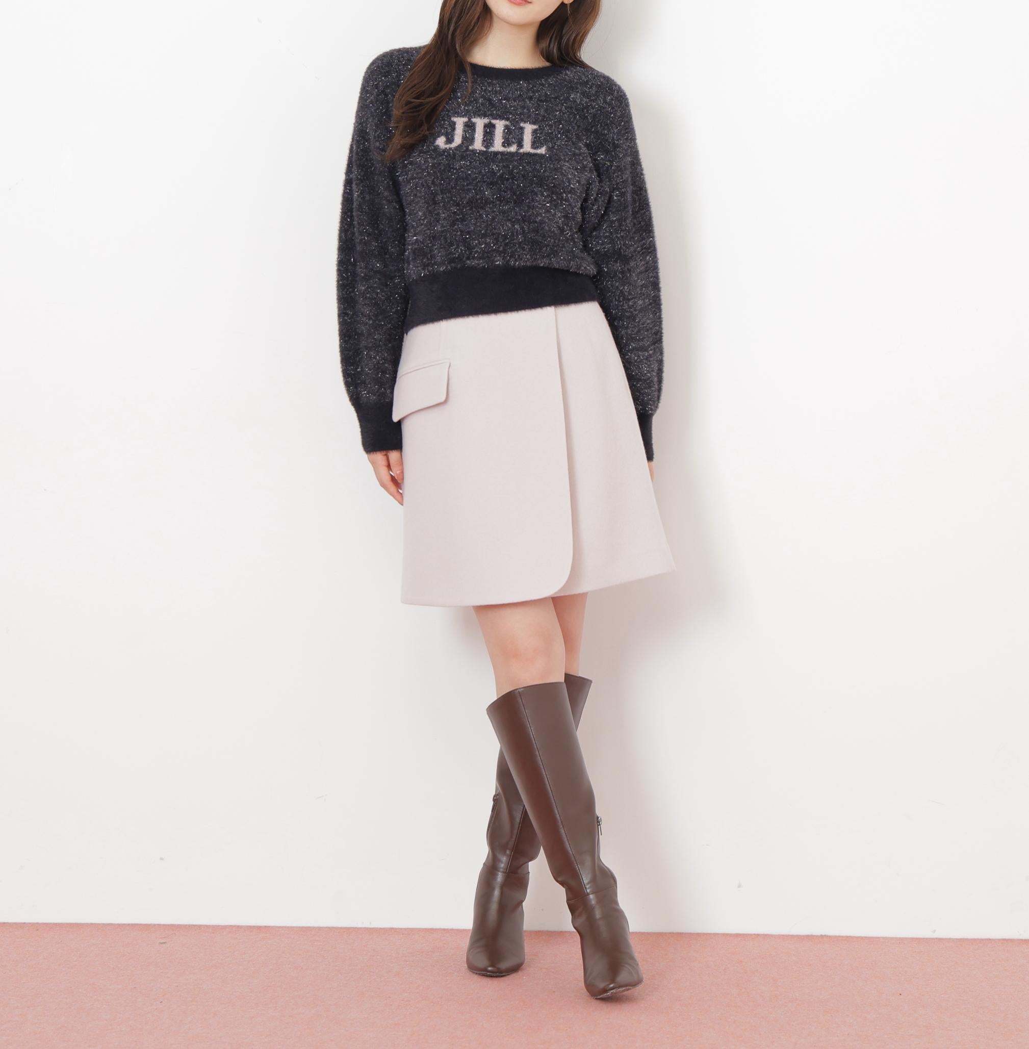 ラメロゴジャガードニット ブラック