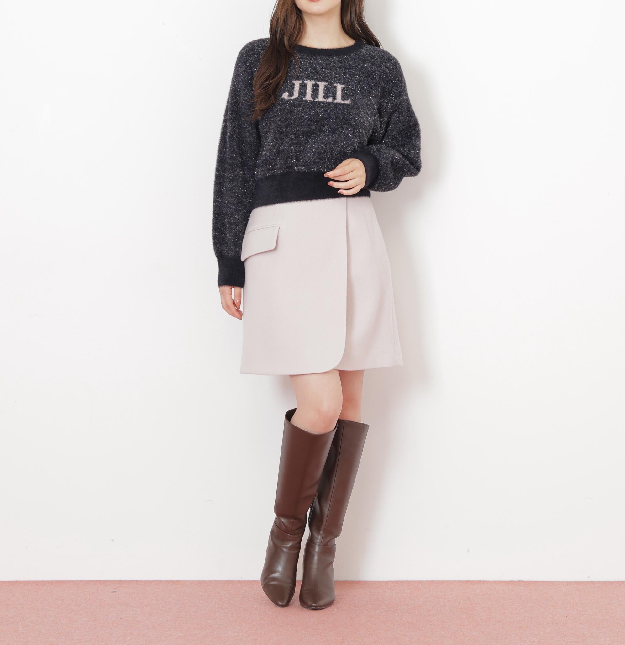 ラメロゴジャガードニット ブラック