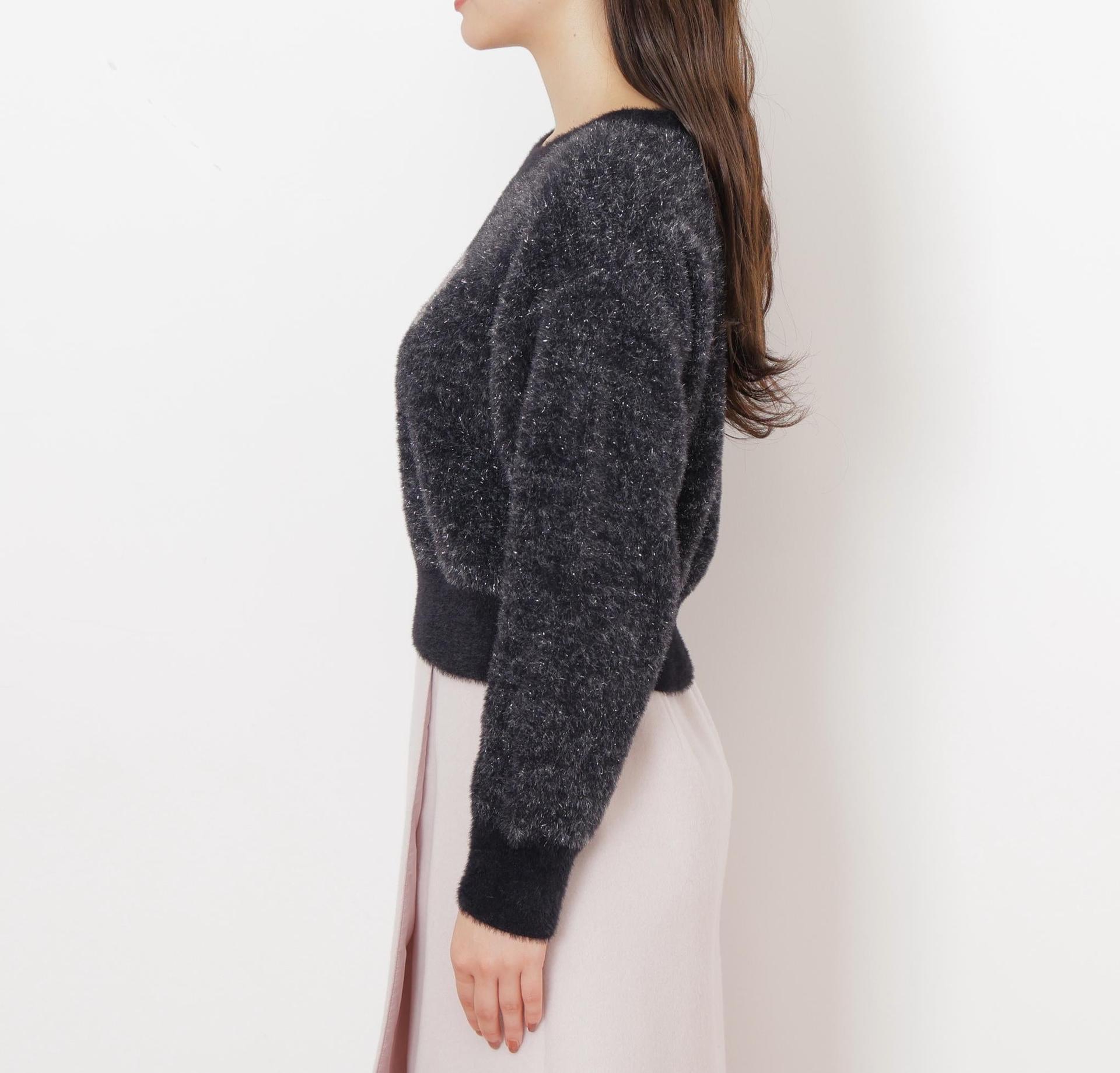 ラメロゴジャガードニット ブラック