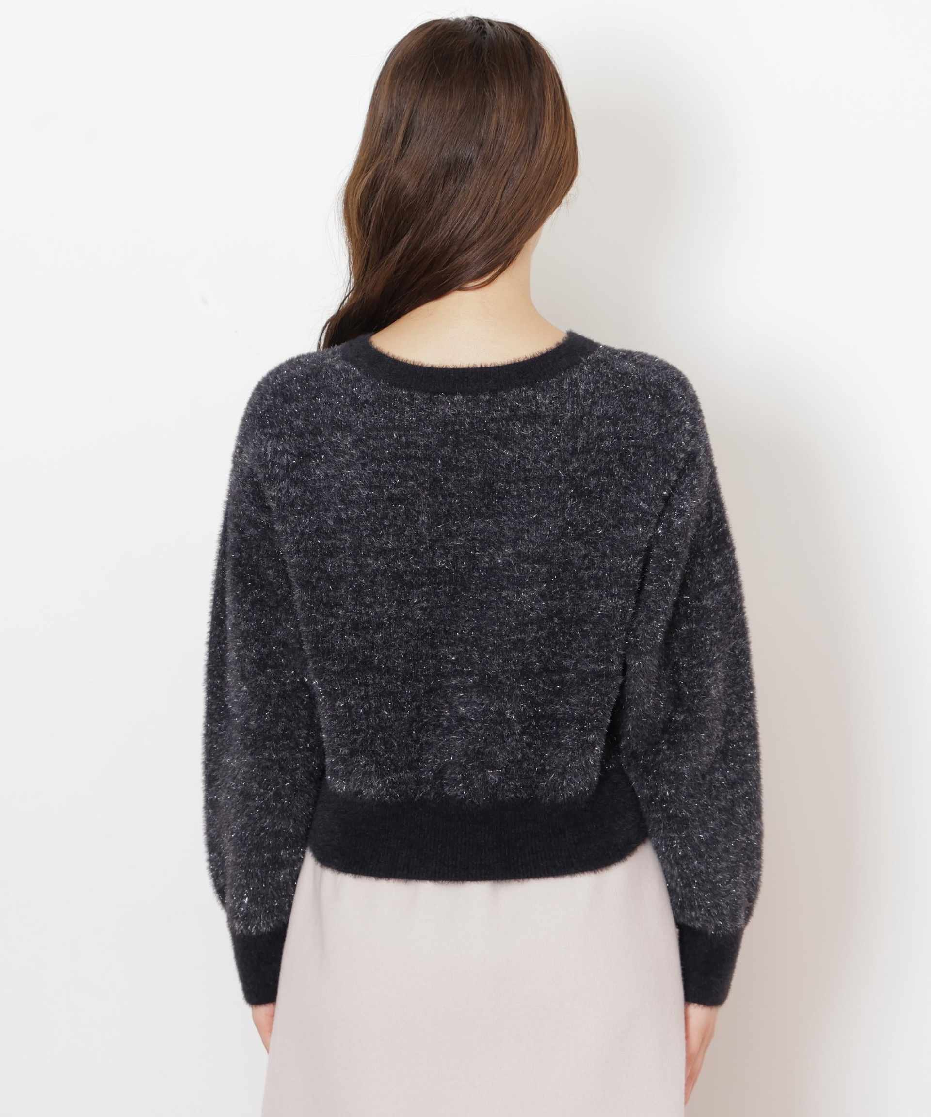 ラメロゴジャガードニット ブラック